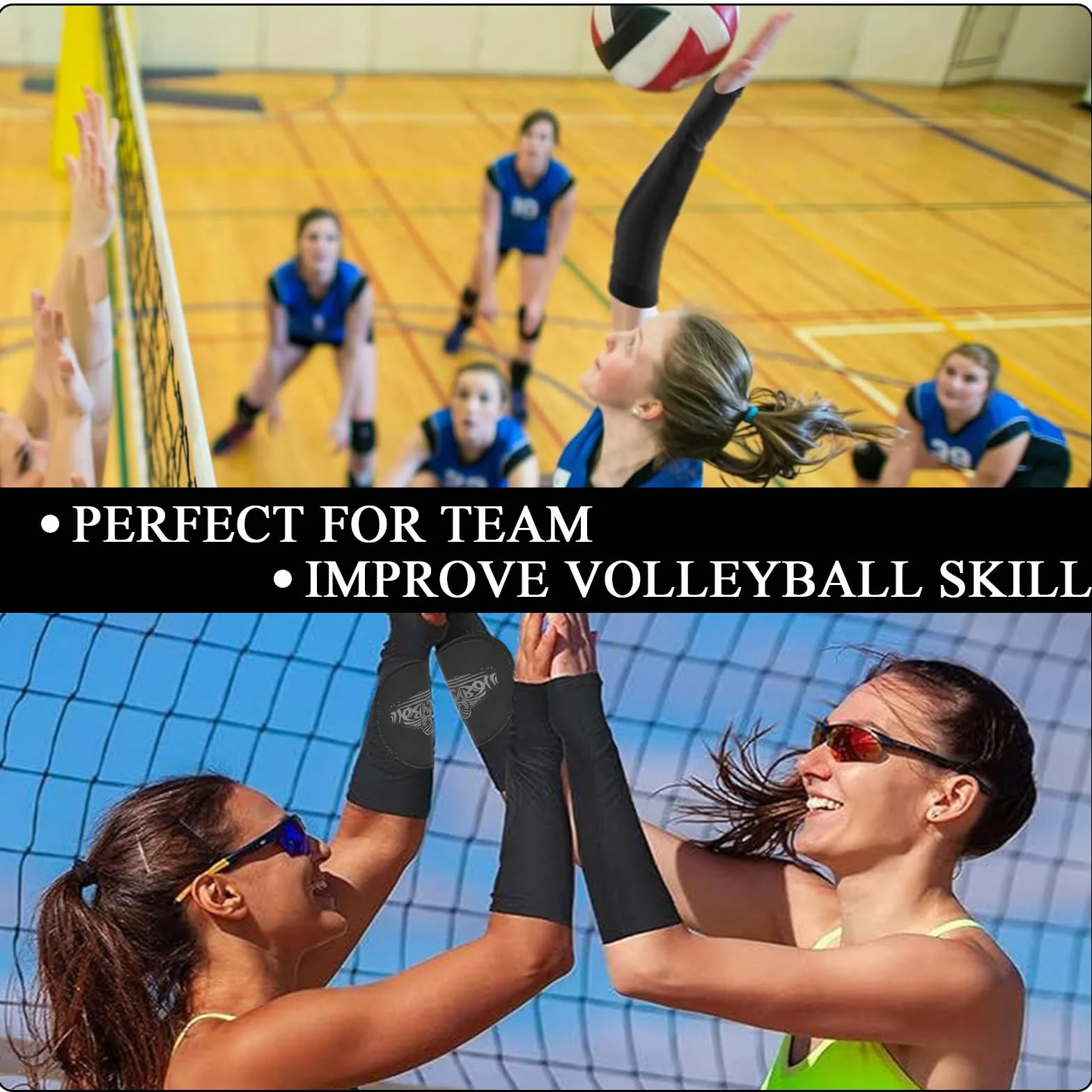 Manguitos Voleibol Niña Mujer Mangas Voleibol Accesorios Entrenamiento con Soporte Muñeca Ajustado Protector Antebrazo