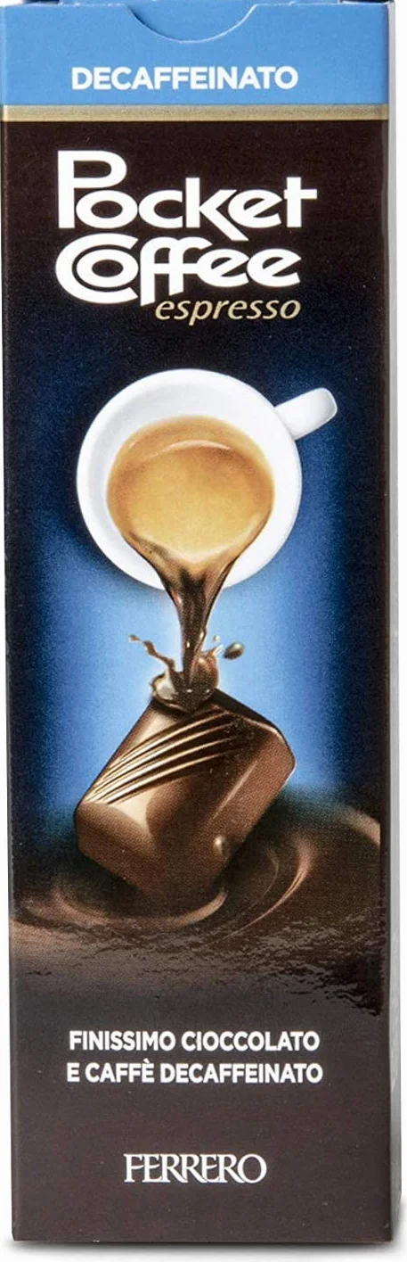 Pocket Coffee espresso - Café de café con líquido descafeinado DEK Espresso, leche fina y chocolate semiamargo, 5 bombones, 625 g