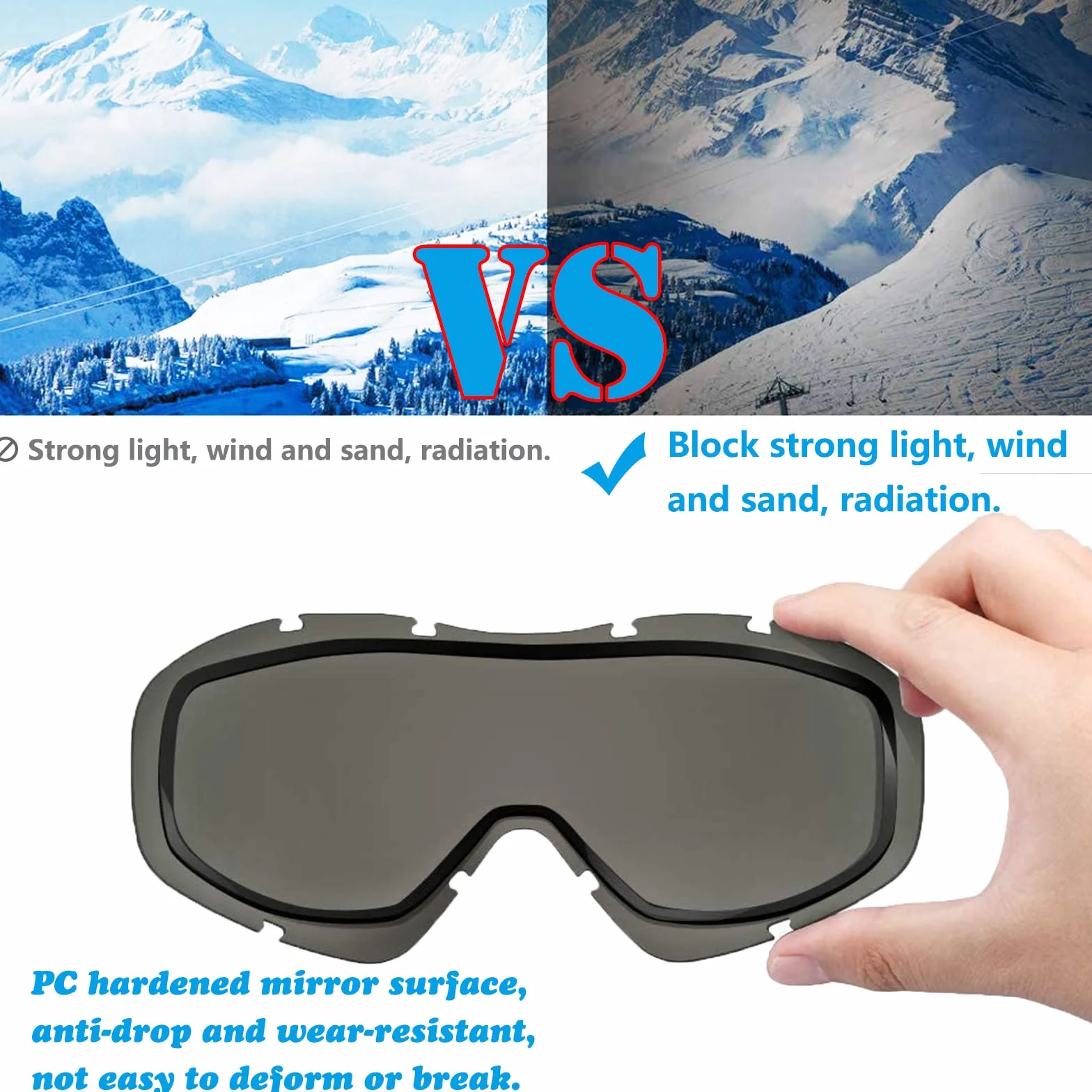 Gafas Snowboard Espejo, Gafas Esqui Mujer Hombre, Protección UV Antivaho Rellenas Espuma Deportes Aire Libre