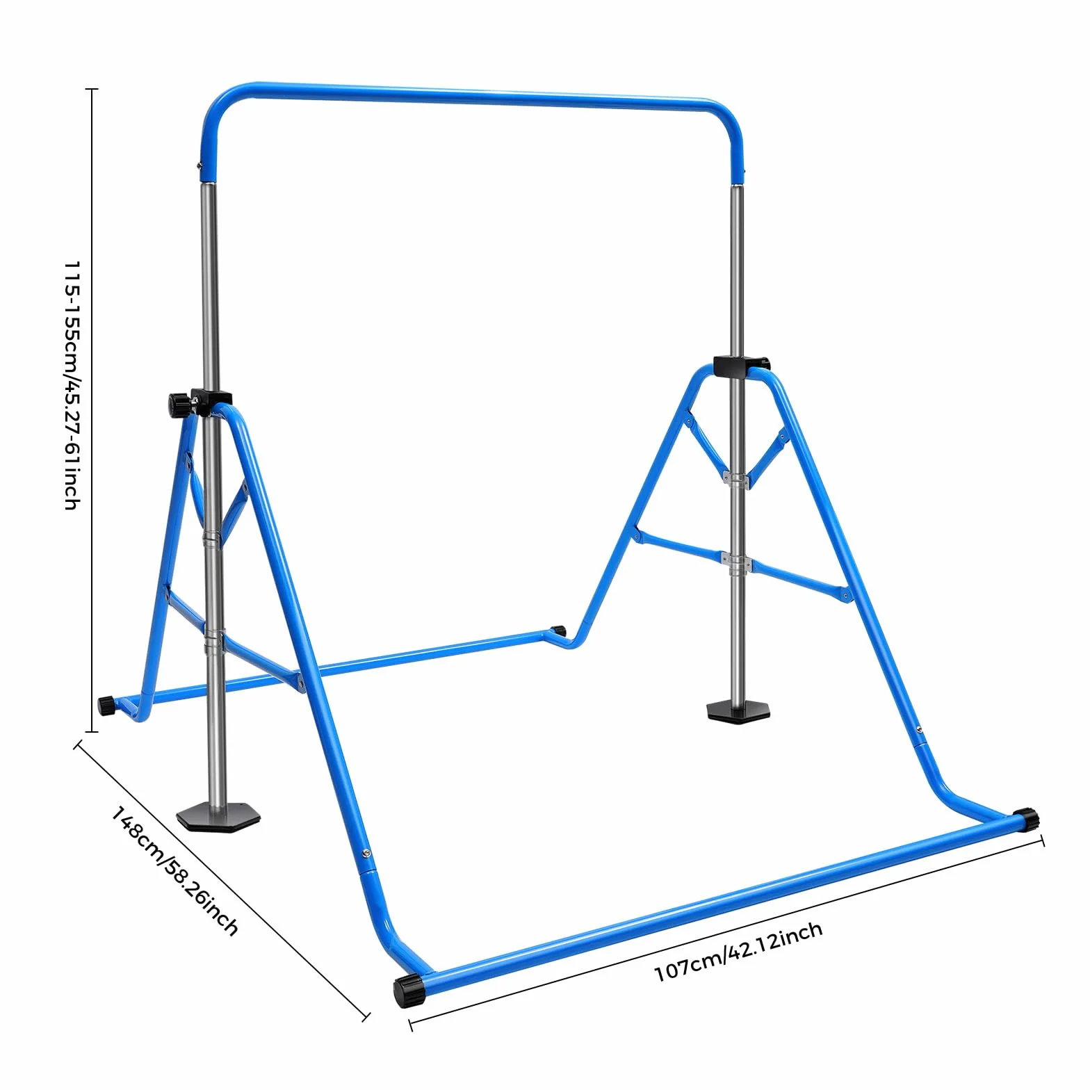 Barra de gimnasia para niños ajustable 5 alturas 100 kg azul