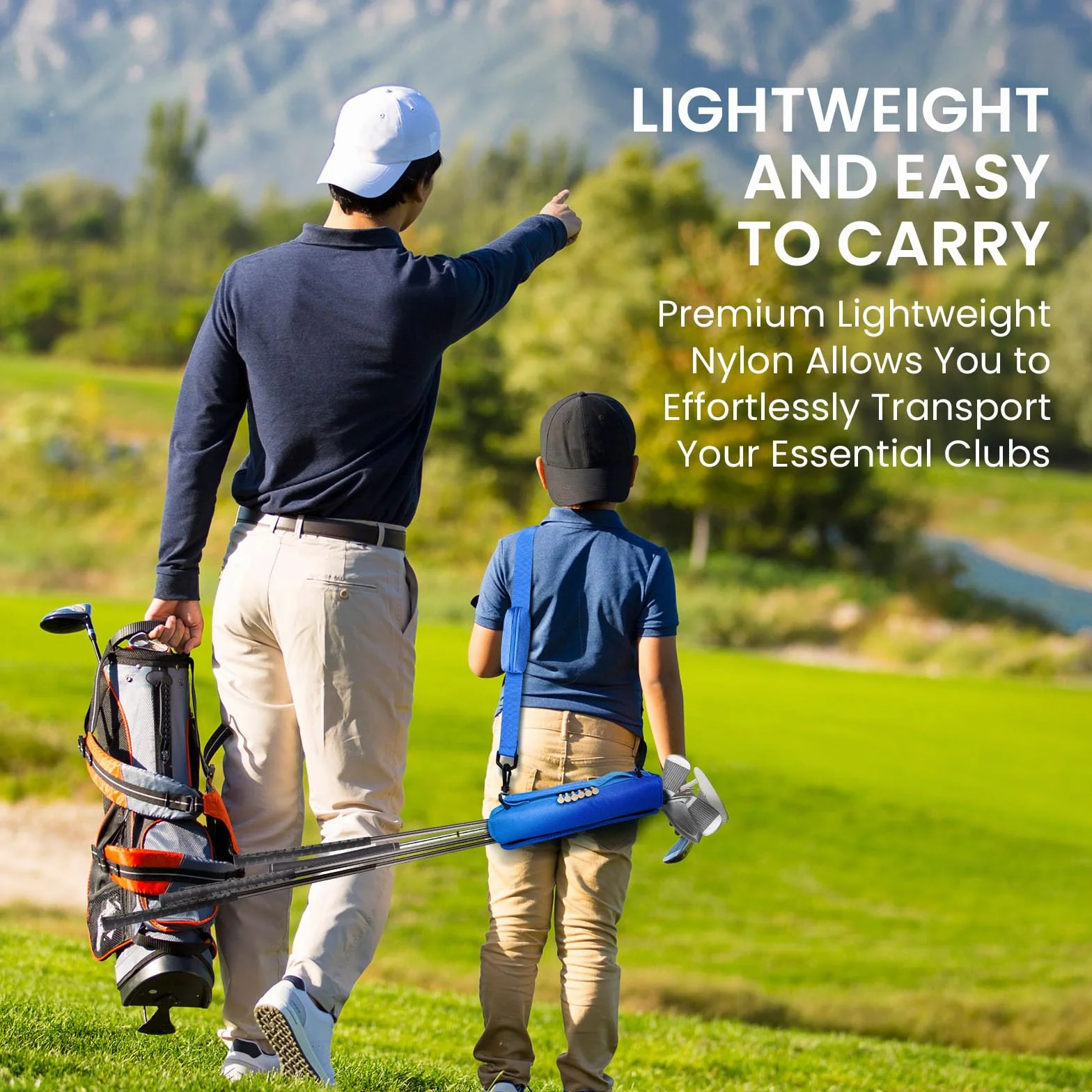 Bolsa de transporte para palos de golf ligera plegable con bolsillo y correa para el hombro