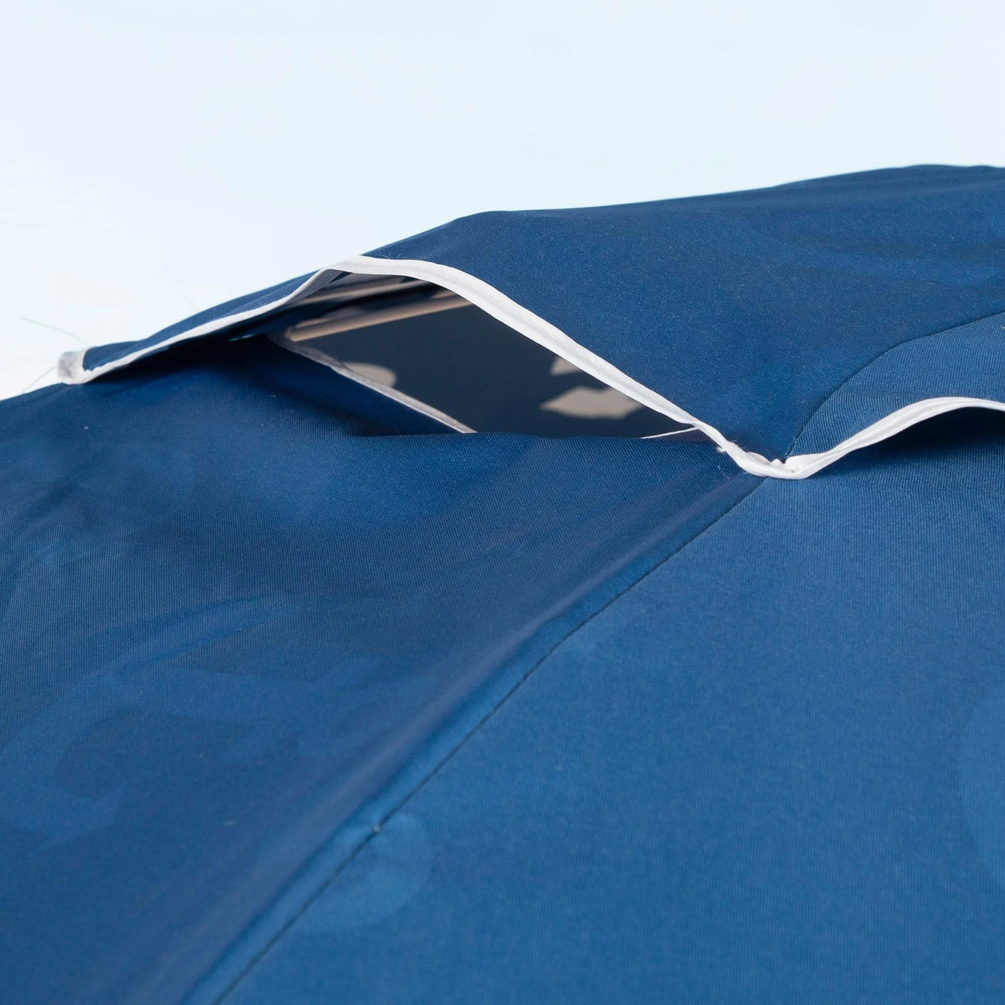 AKTIVE Sombrilla playa 220 cm azul estampado anclas mástil acero inclinable ventilación superior protección solar UV30 bolsa transporte