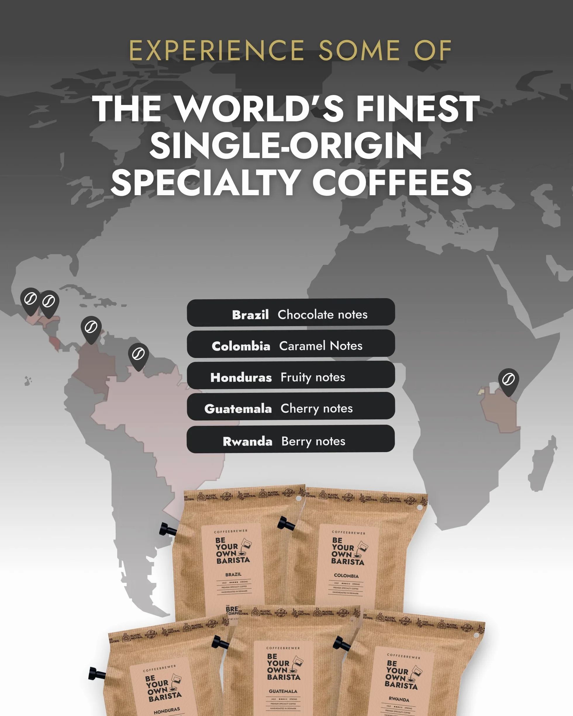 Caja de regalo de café gourmet al aire libre para hombres y mujeres, 5 cafés orgánicos y especiales de origen único del mundo en cerveceros innovadores, caja de muestra para los amantes de