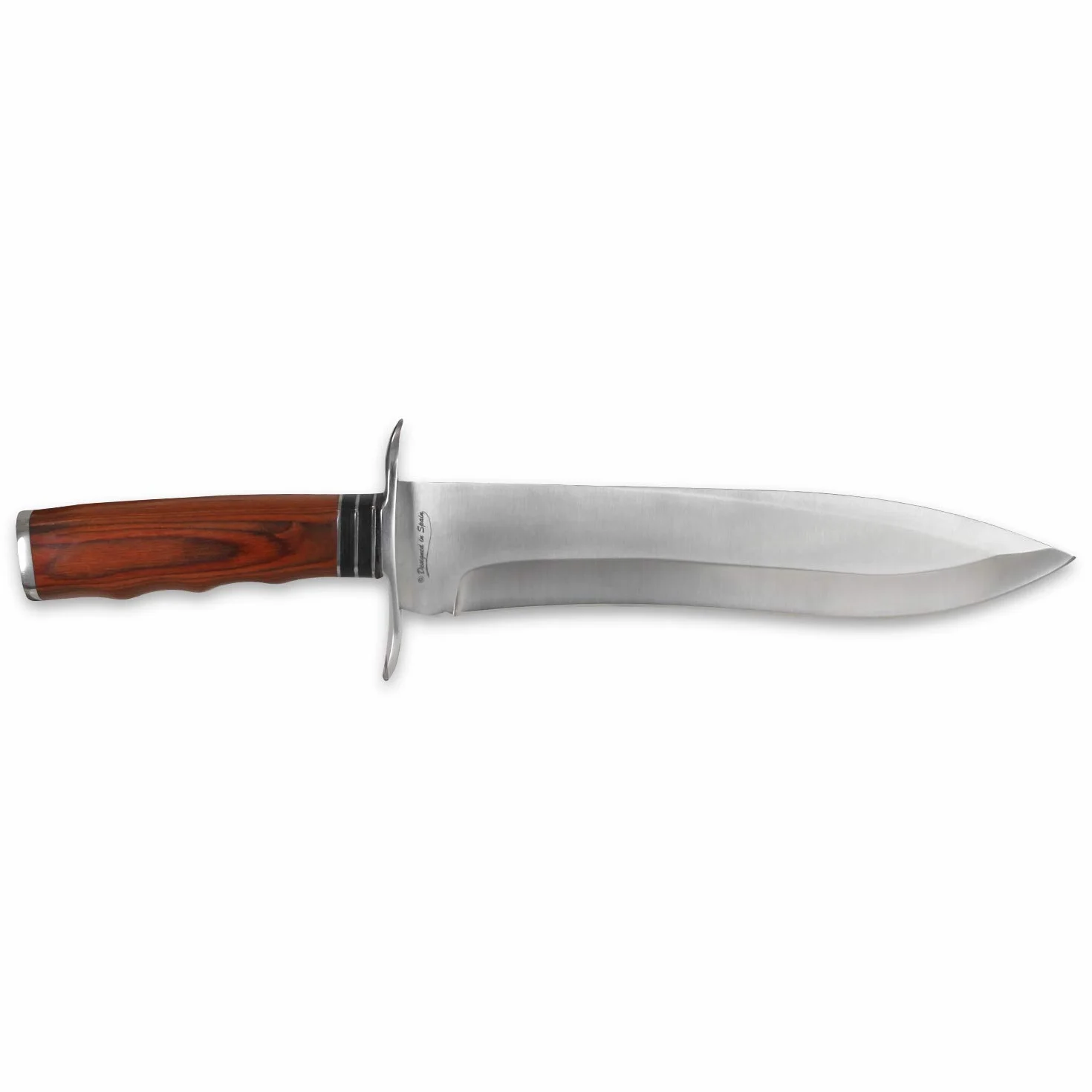 iFIELD Camper Cuchillo de caza deportivo EL29011, mango Stamina, 37 cm, hoja 23,5 cm, virola acero, funda piel marrón