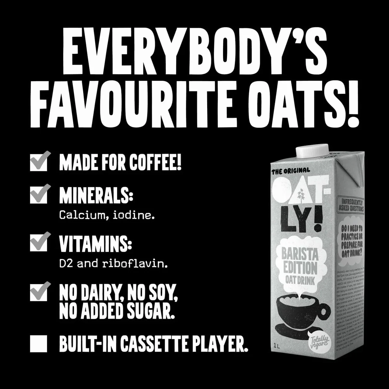 Oatly - Oat Drink - Barista Edition - 6 packs - 1 liter per pack - Liquid Oats - Fully foamable - Plant-based - Sustainable - Rich in unsaturated fats