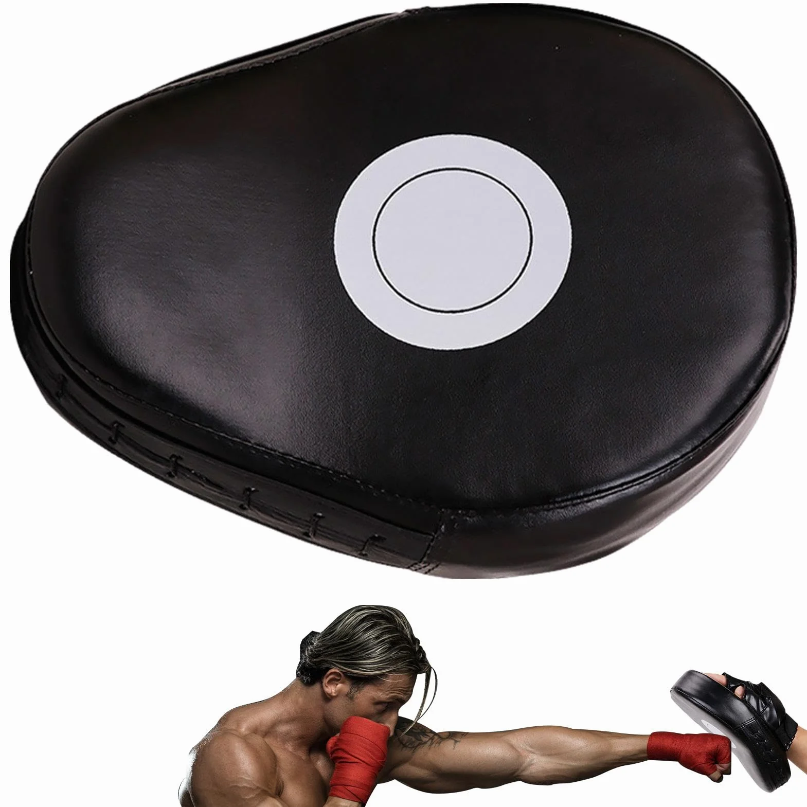Manoplas de boxeo de cuero PU para adultos, almohadillas de MMA y entrenamiento