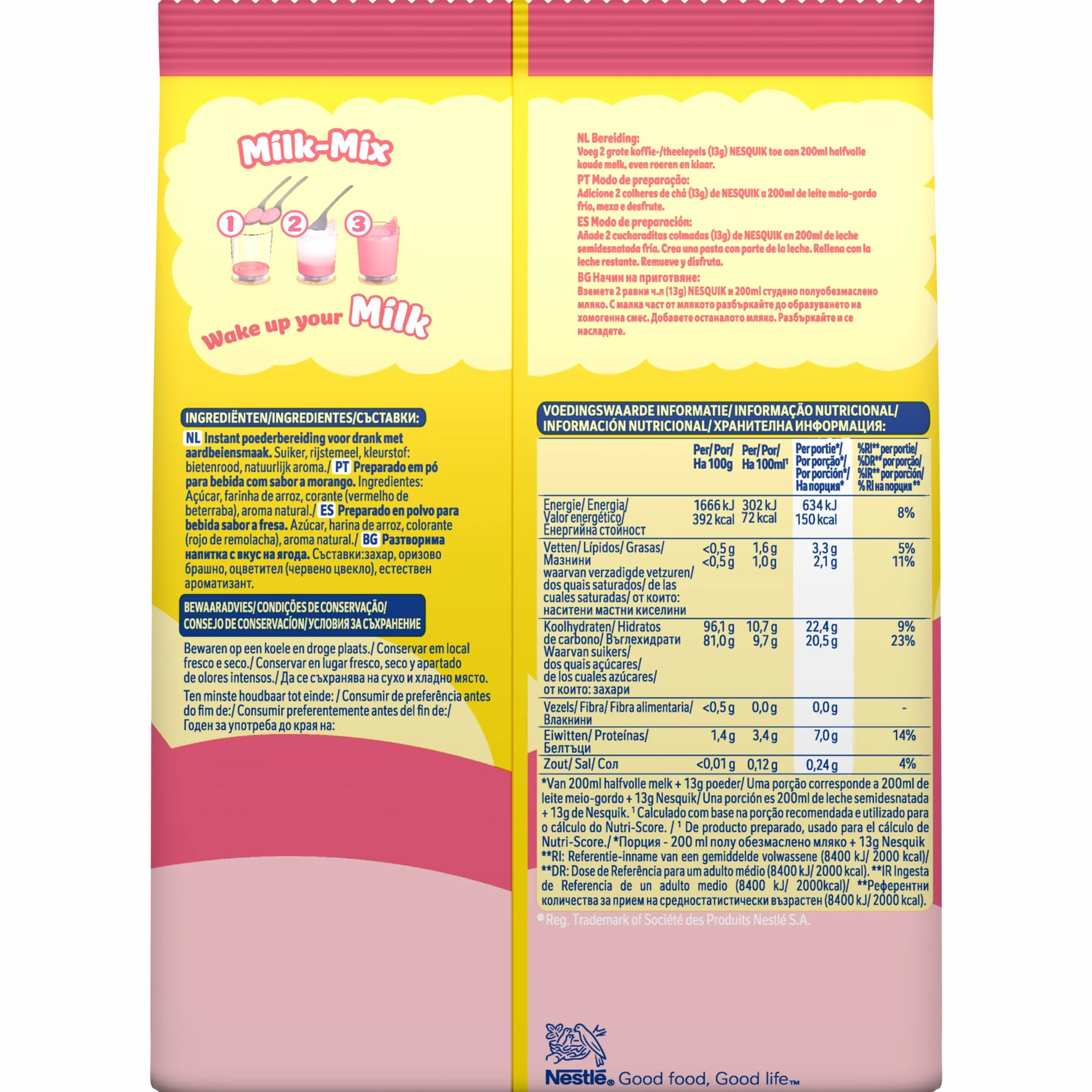NESQUIK Nestlé Fresa, 14 bolsas de 350 g