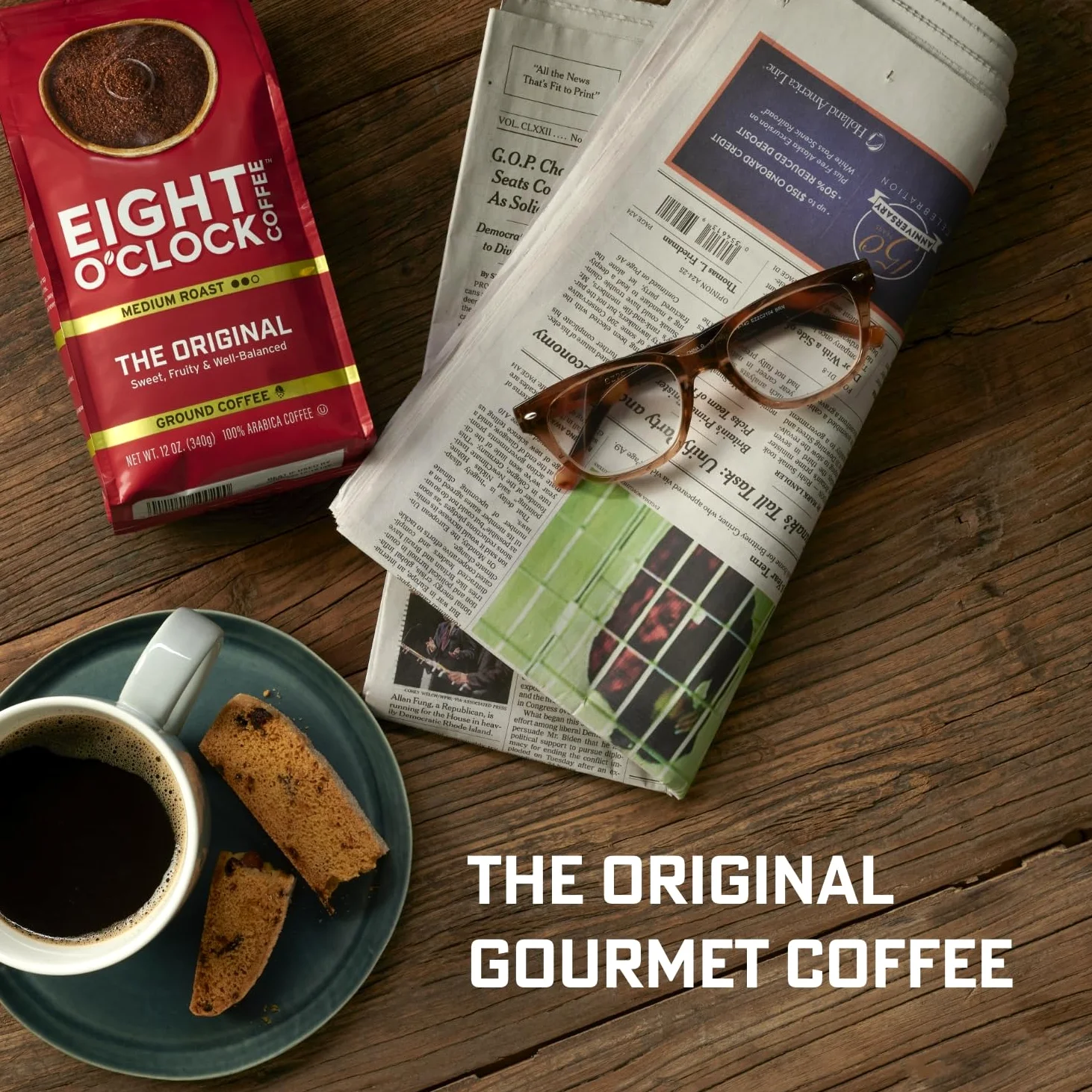 Eight O'Clock Coffee, Avellana, café en grano entero de tueste medio, 567 g, mantecoso, suave y con nuez