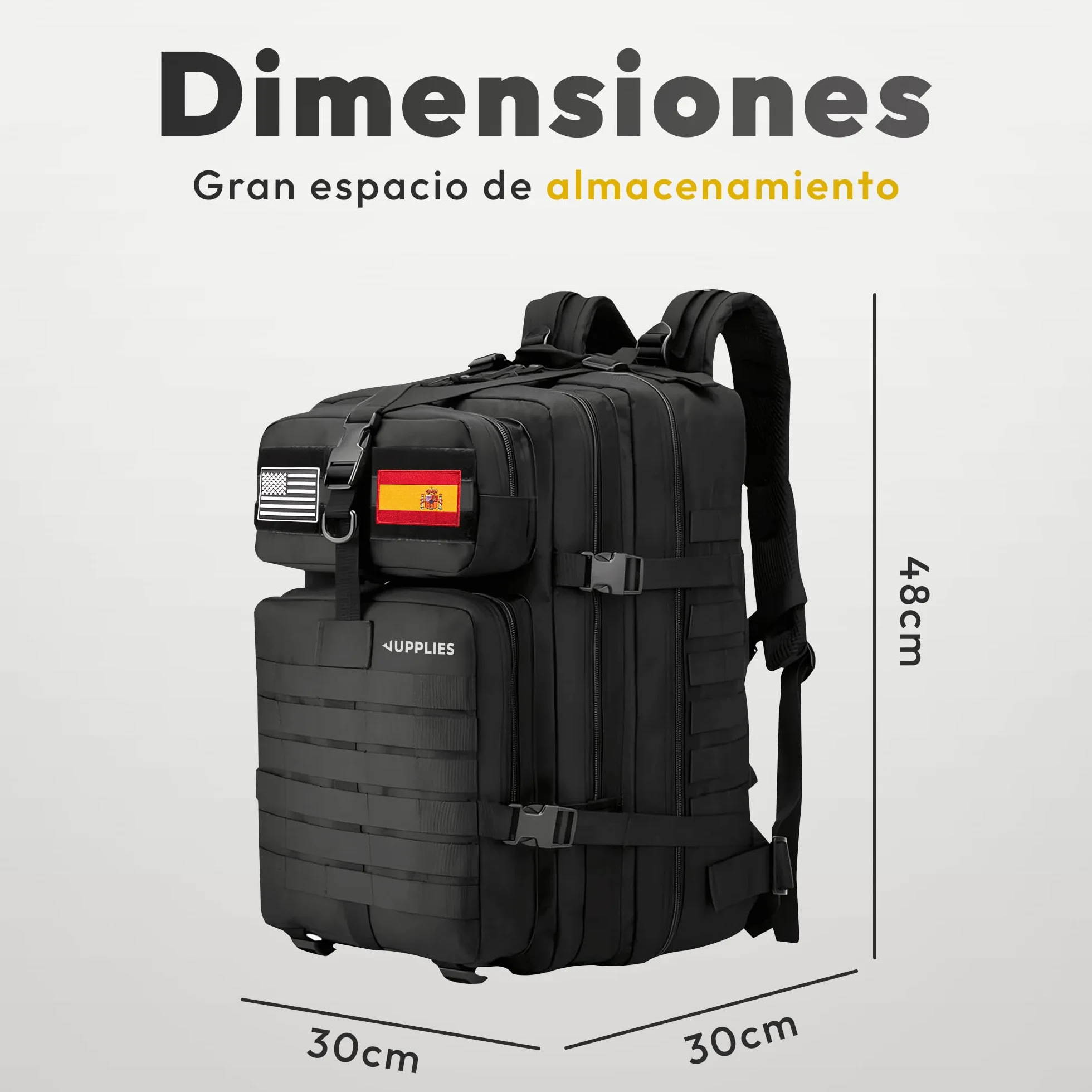 JUPPLIES Mochila Tactica Militar 45L 80L Impermeable Oxford 600D IPX5 MOLLE Cremalleras Reforzadas