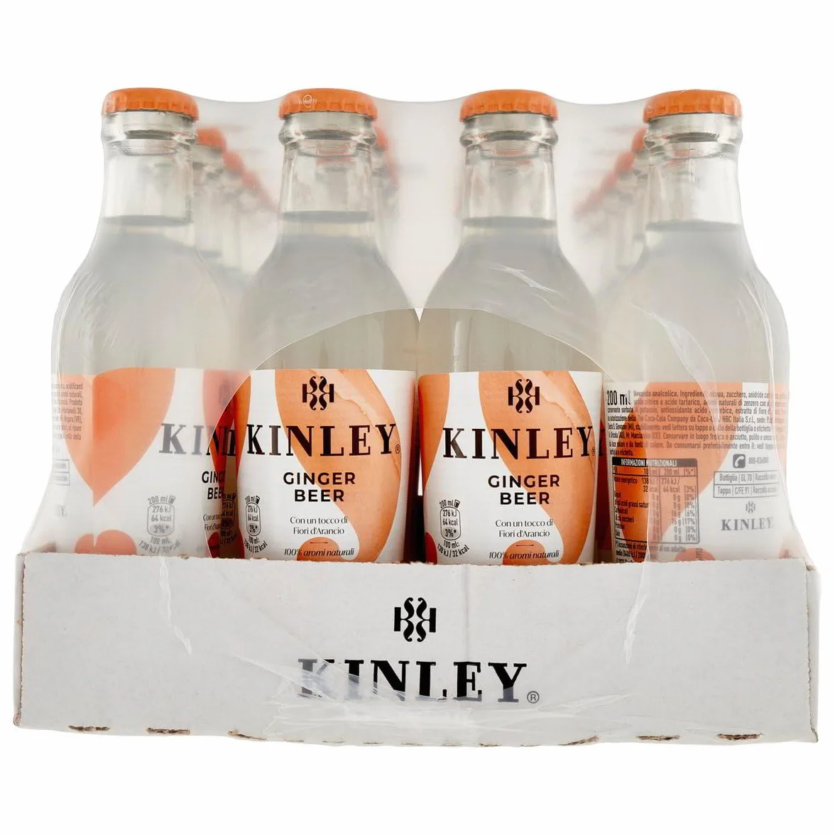 Kinley Ginger Beer, 24 botellas de cristal de 200 ml, cerveza de jengibre para mixología, bebida no alcohólica + Polpa italiana gourmet