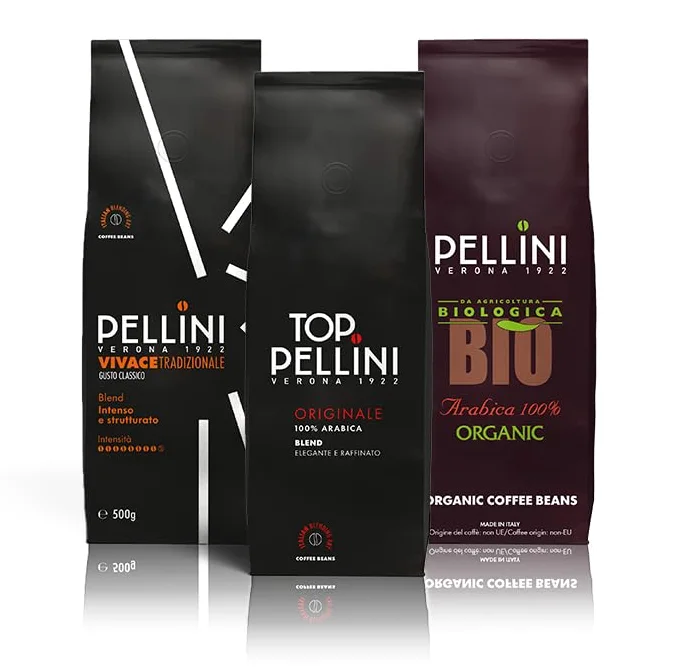 Pellini, Set de degustación de granos de café Pellini Top, Bio, Vivace, 3 paquetes de 500g (1,5 kg)