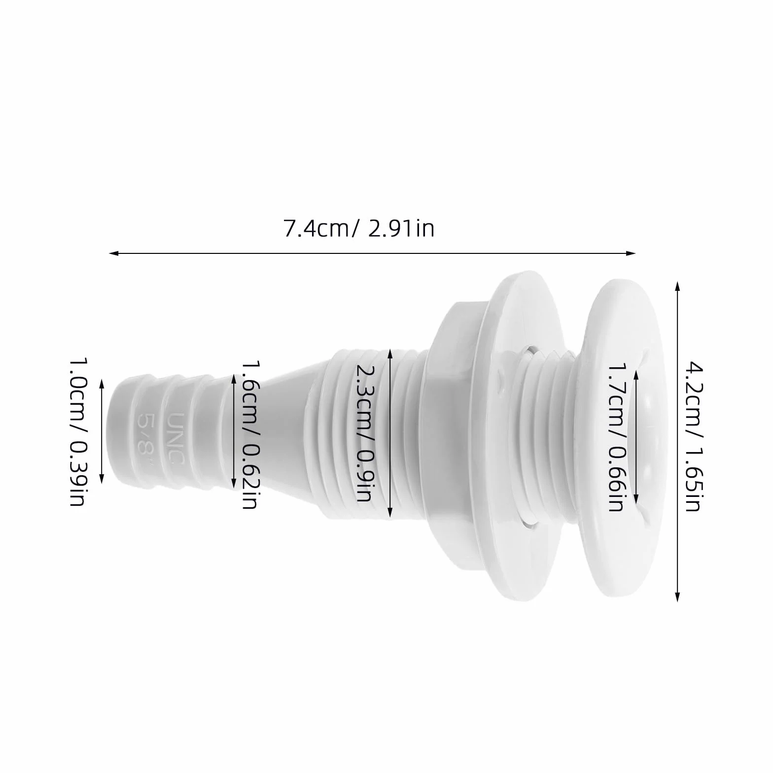 Alipis Salida de Drenaje de Plástico Marino 5/8 Pulgadas 16 MM para Barcos Accesorio de Paso de Casco Resistente a Rayos UV y Agua Salada