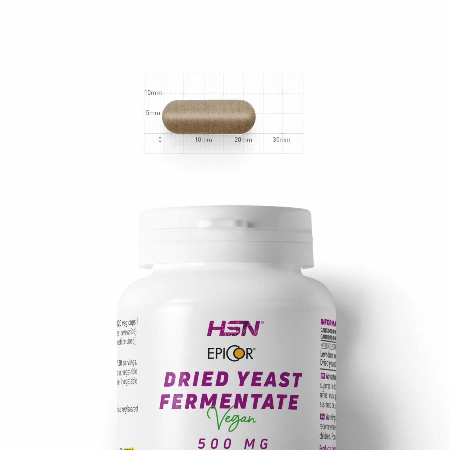 HSN EpiCor® Levadura Seca Fermentada 500mg 120 Cápsulas Vegetales No-GMO Vegano Sin Gluten