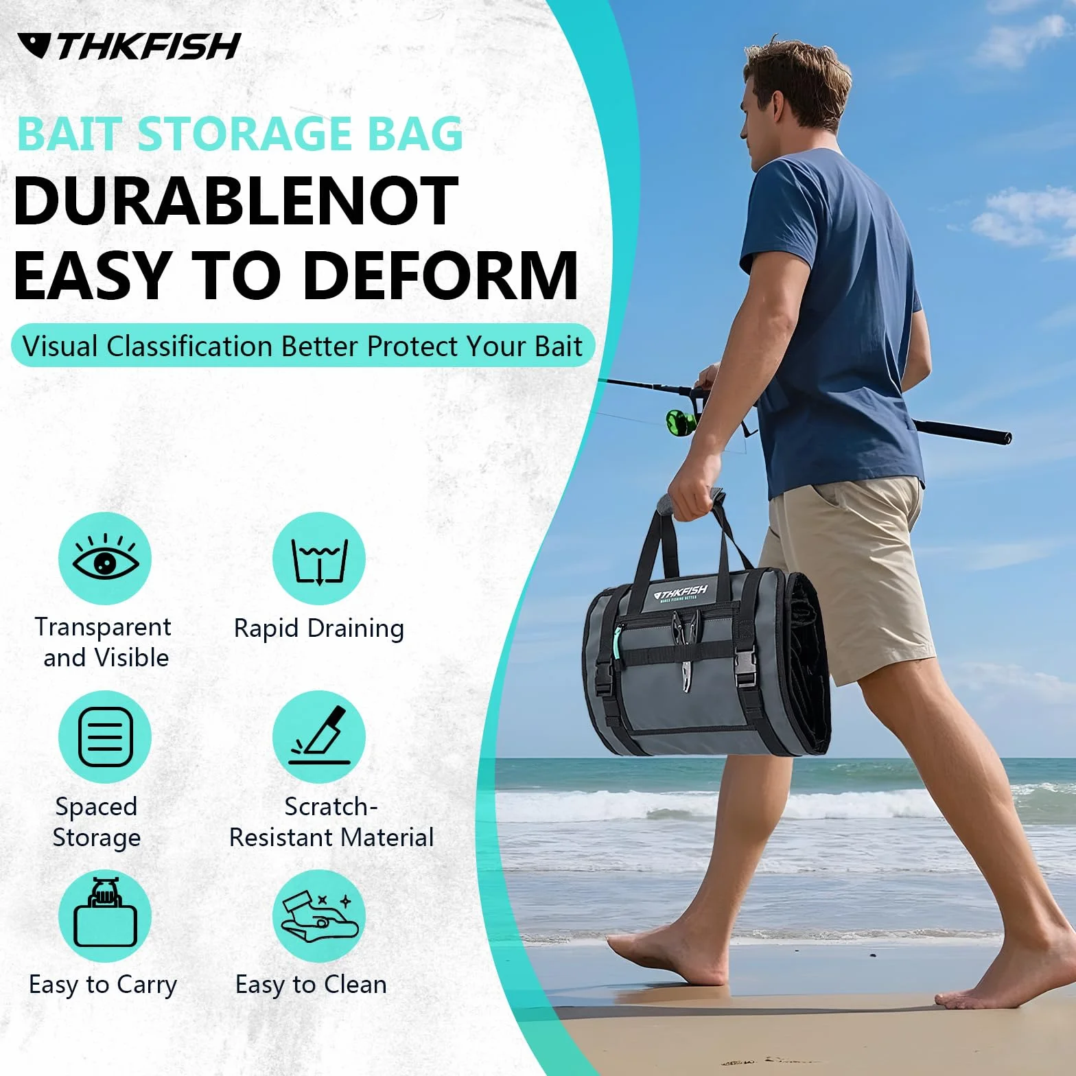 THKFISH Bolsa de señuelos enrollable para trucha con wobbler, estuche de almacenamiento
