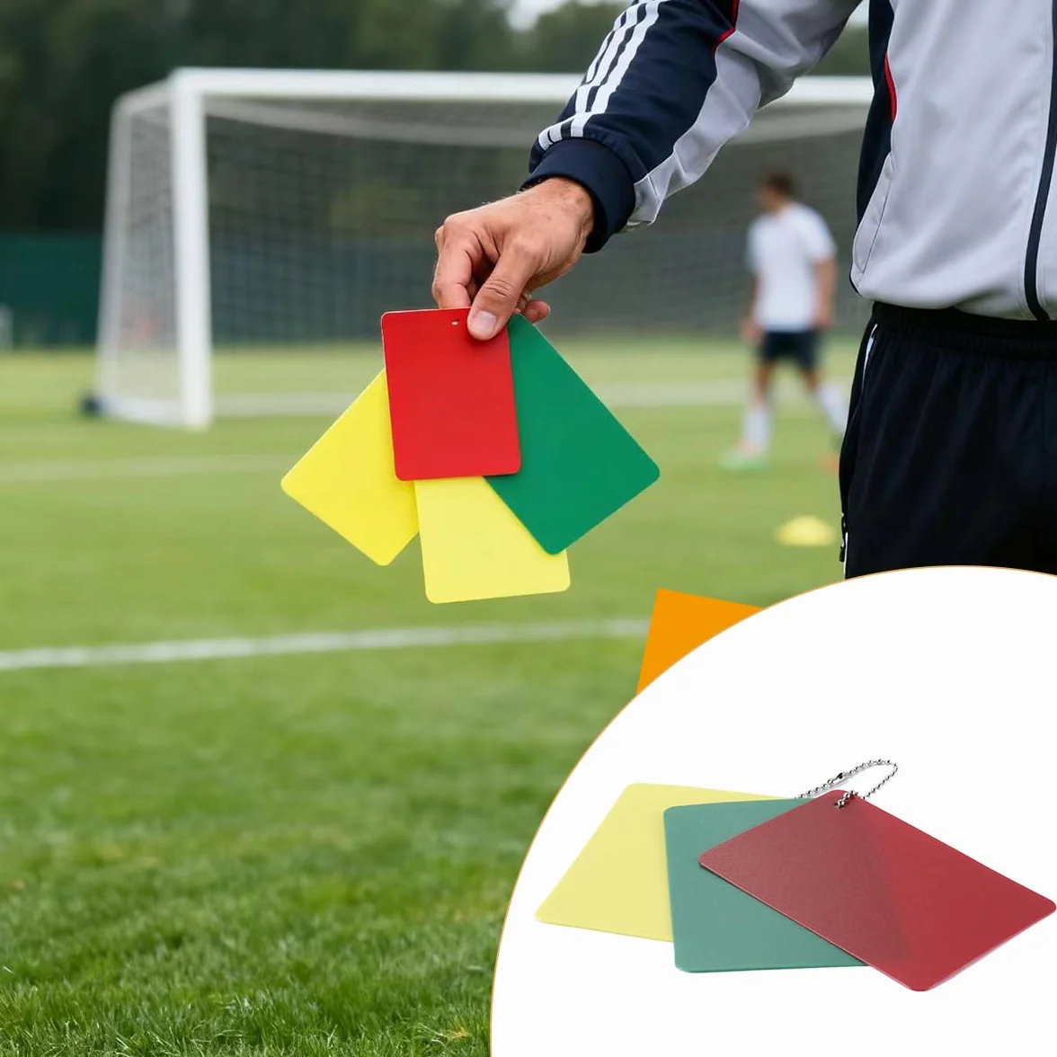 Ausi Juego de 2 tarjetas de árbitro de fútbol verde roja amarilla
