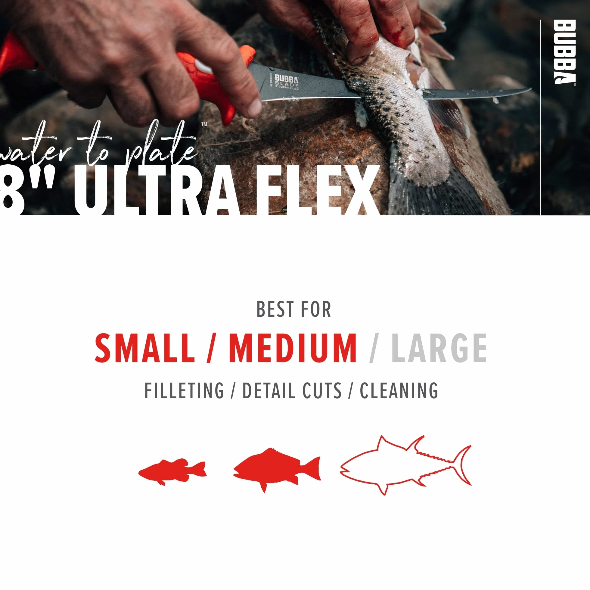 Cuchilla de acero inoxidable antiadherente con mango antideslizante para pesca, barcos y caza