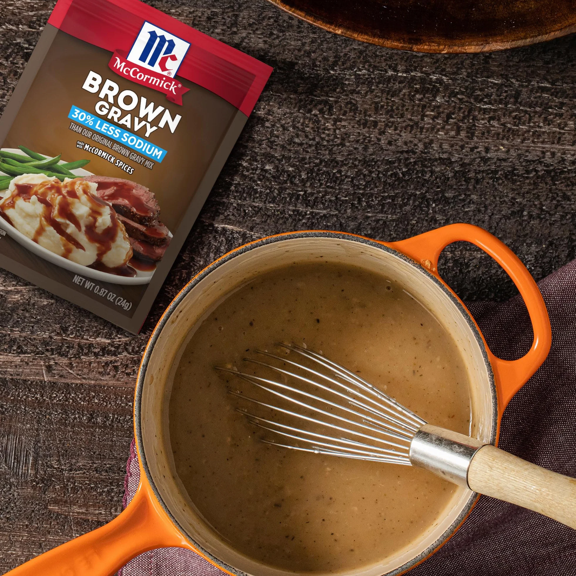 McCormick 30% menos de sodio marrón mezcla de salsa 24 g bolsa