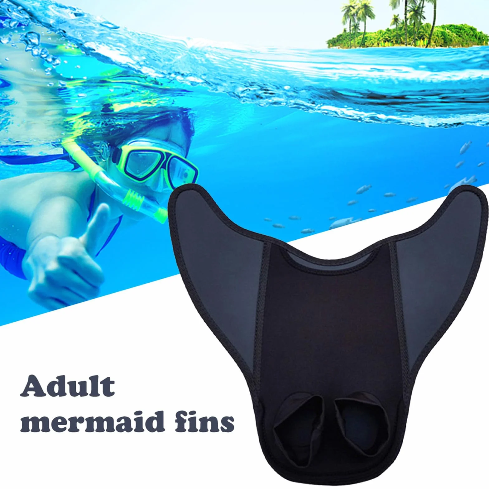 Aletas De Natación Piscina 48x44cm Sirena Para Adultos Ajustable Monoalina Entrenamiento Buceo Profesional