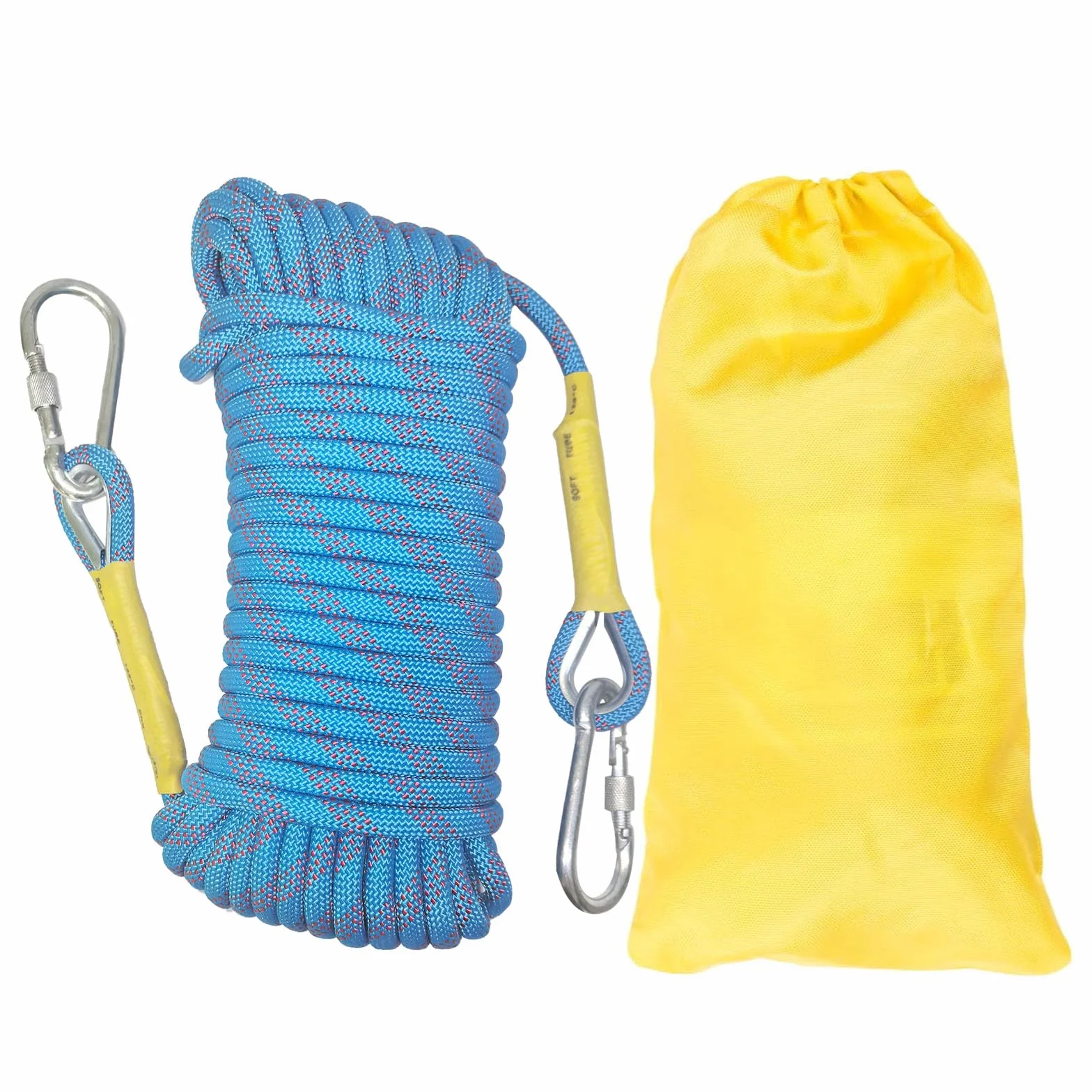 Cuerda de Escalada 8 mm 5m Estática con 2 Mosquetones para Alpinismo Camping