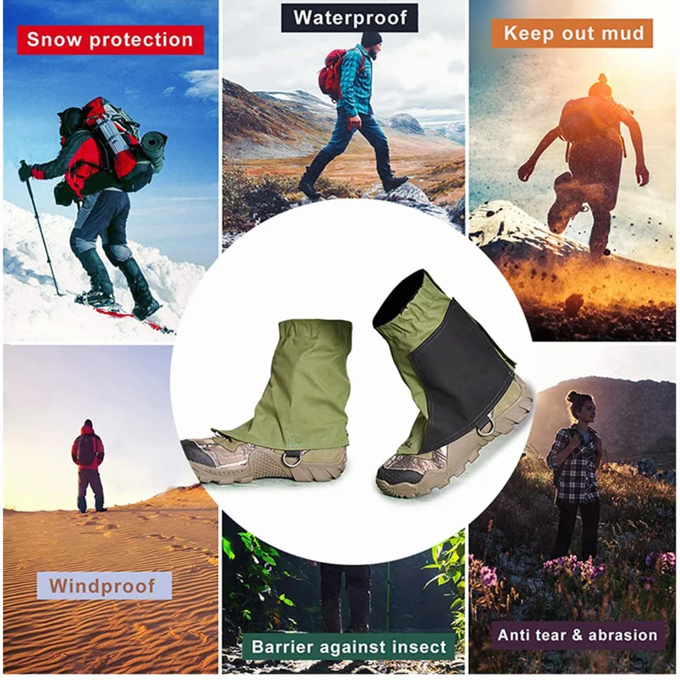 Polainas Impermeables Tobillo Senderismo Ajustables para Zapatos Mujeres Hombres