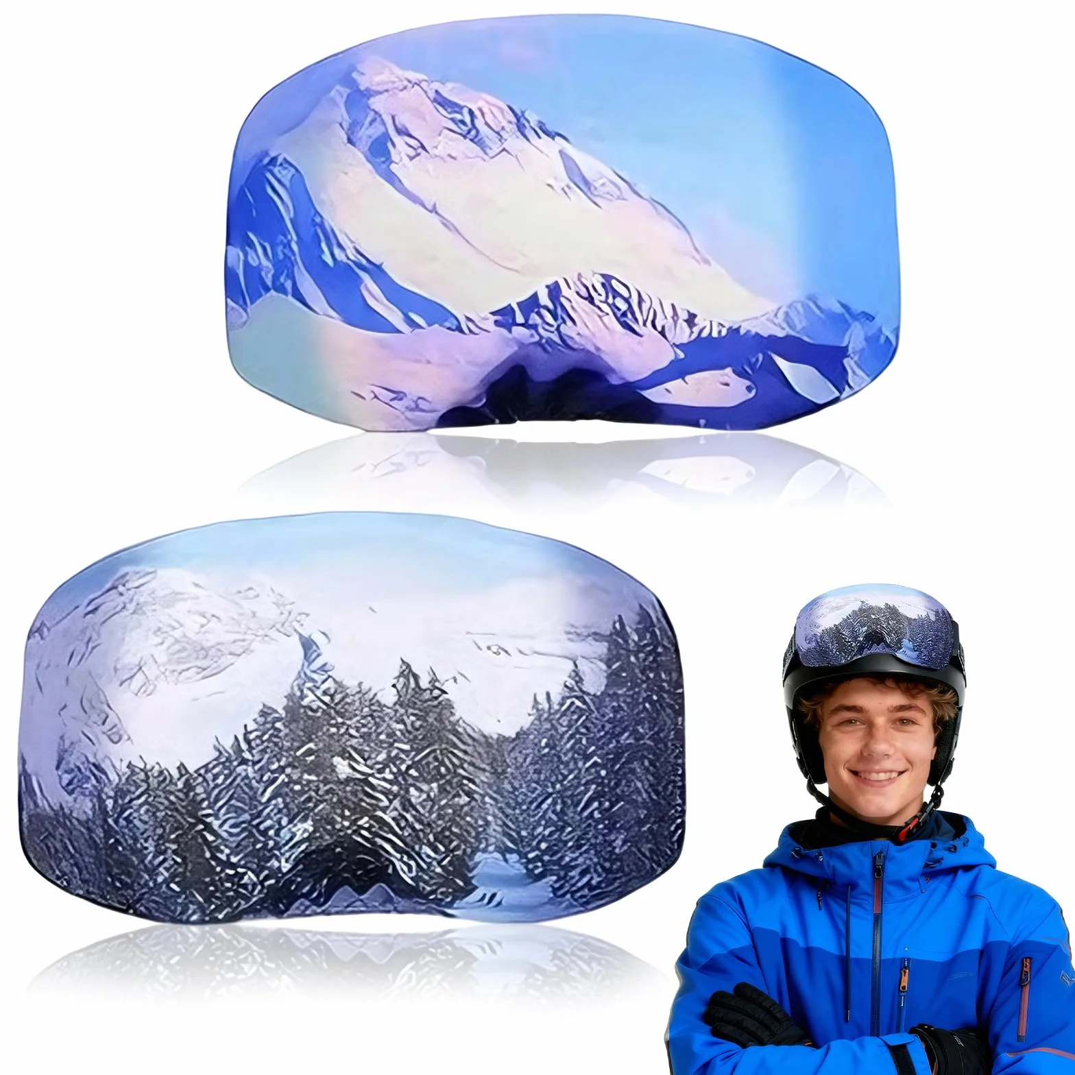 Funda Protectora para Gafas de Esquí de Microfibra Antirayaduras 2 Piezas