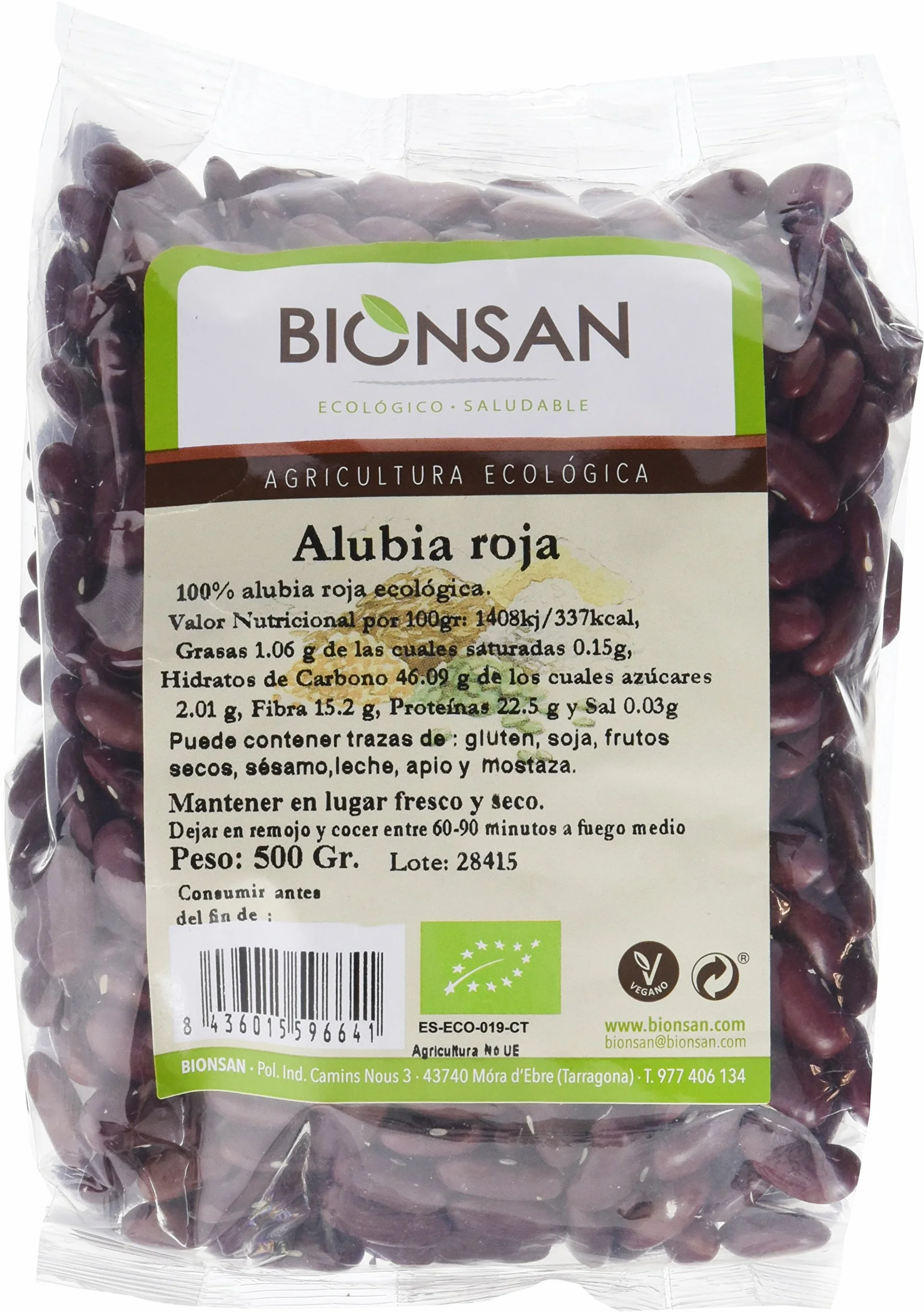 Bionsan Alubia Roja Ecológica | 6 Bolsas de 500 gr | Total: 3000 gr