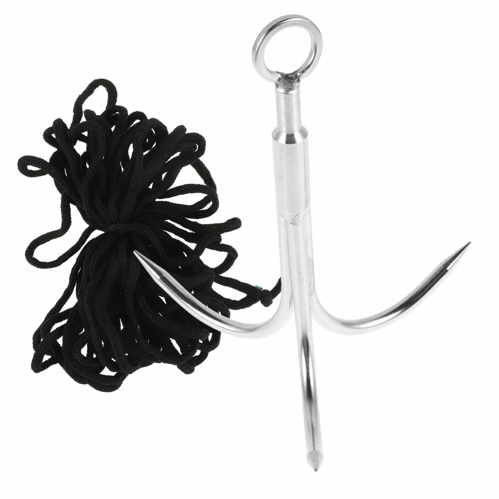 Gancho de Agarre de Tres Puntas de Acero Inoxidable con Cuerda de 10 Metros para Pesca, Escalada y Rescate