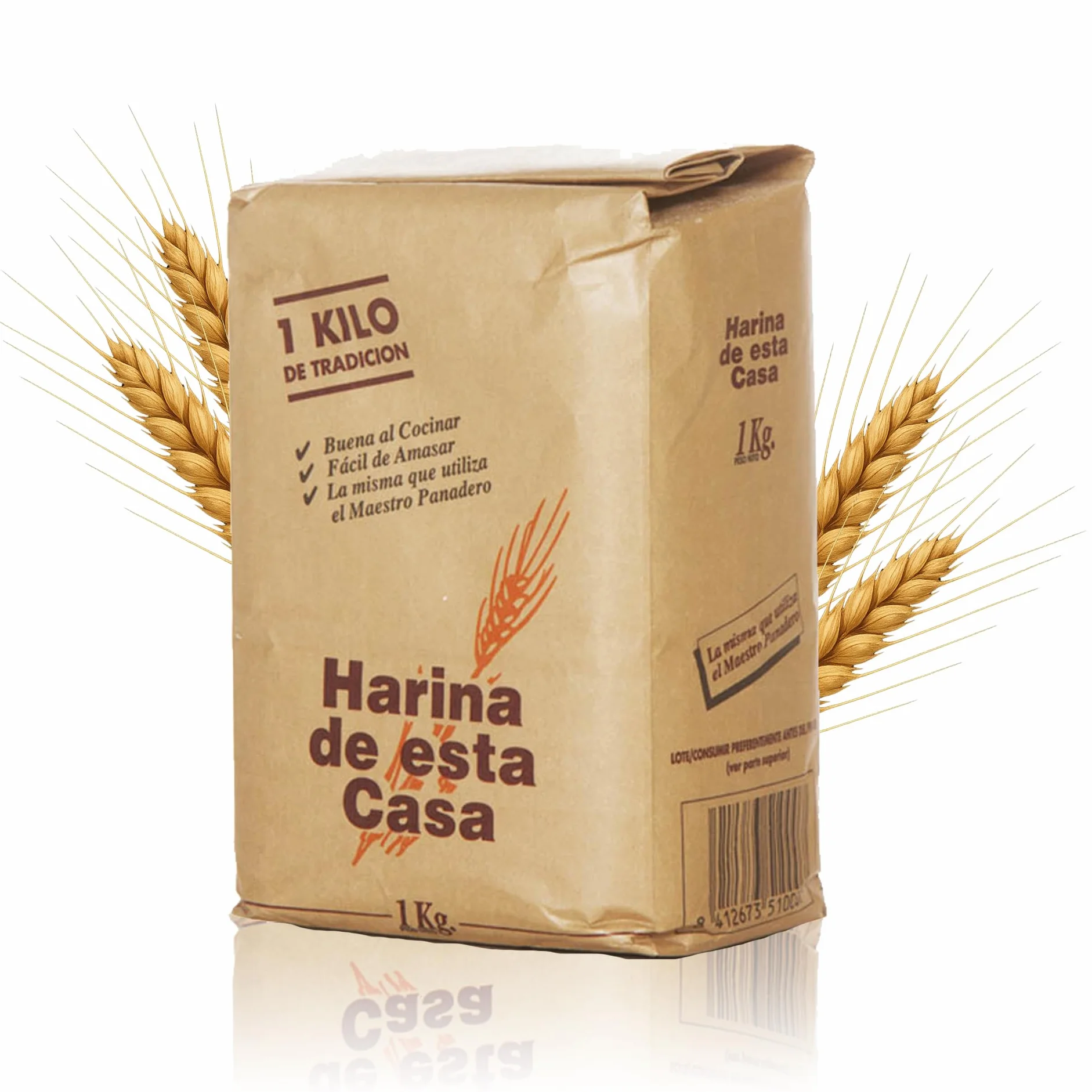 Harina de esta Casa | Harina De Trigo Suave 1 Kg | Con Todo el Germen del Trigo | Ideal para Bizcochos y Galletas | Absorción de Agua Baja |Mezclable con Harina de Fuerza para Masas de Pizzas