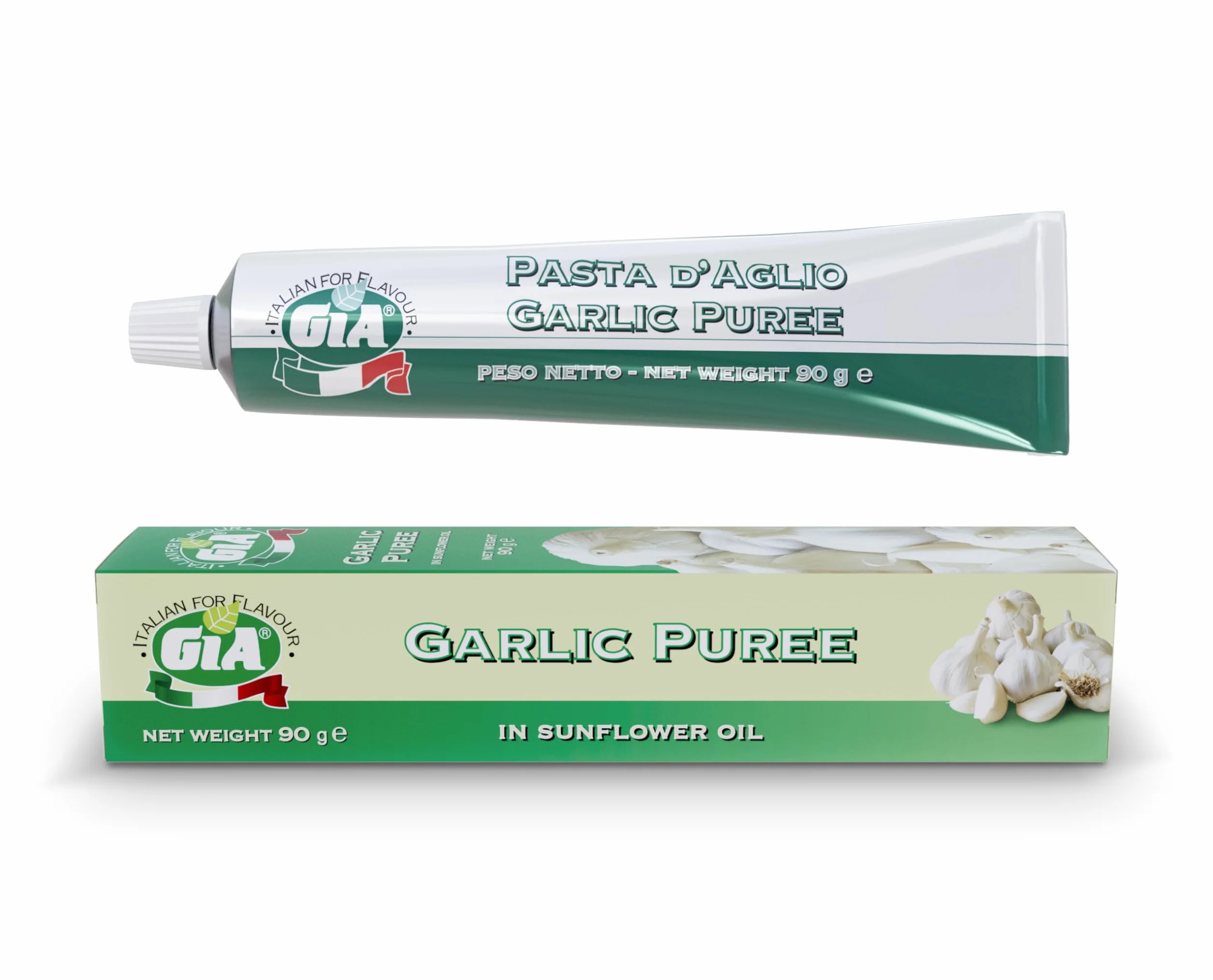 GIA - Tubo Pasta de Ajo Concentrado, Producto Italiano, Crema al Gusto, Listo para usar, 90gr