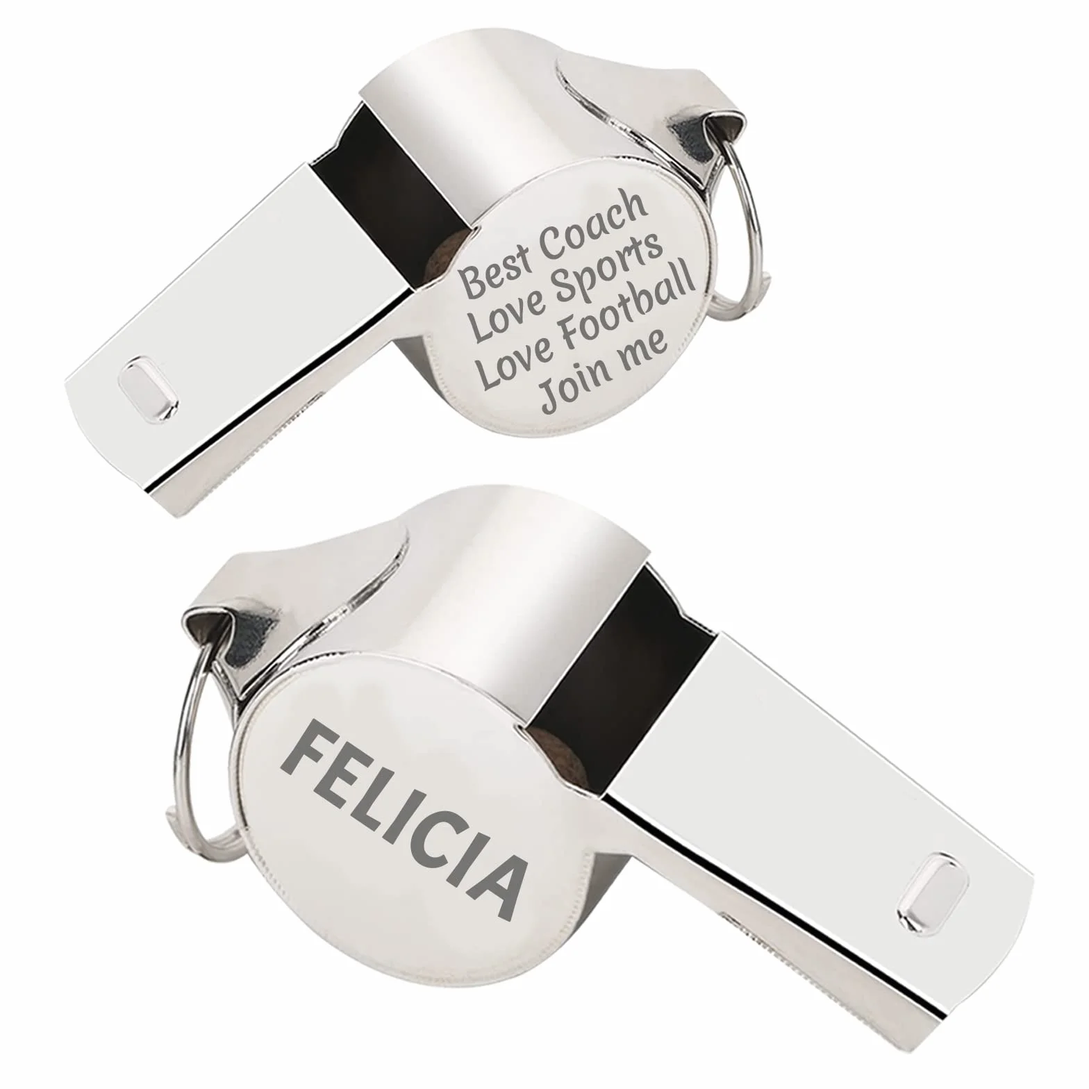 Silbato Personalizado de Acero Inoxidable con Grabado, Plata/Oro/Oro Rosa para Árbitro, Entrenador, Cordón Incluido
