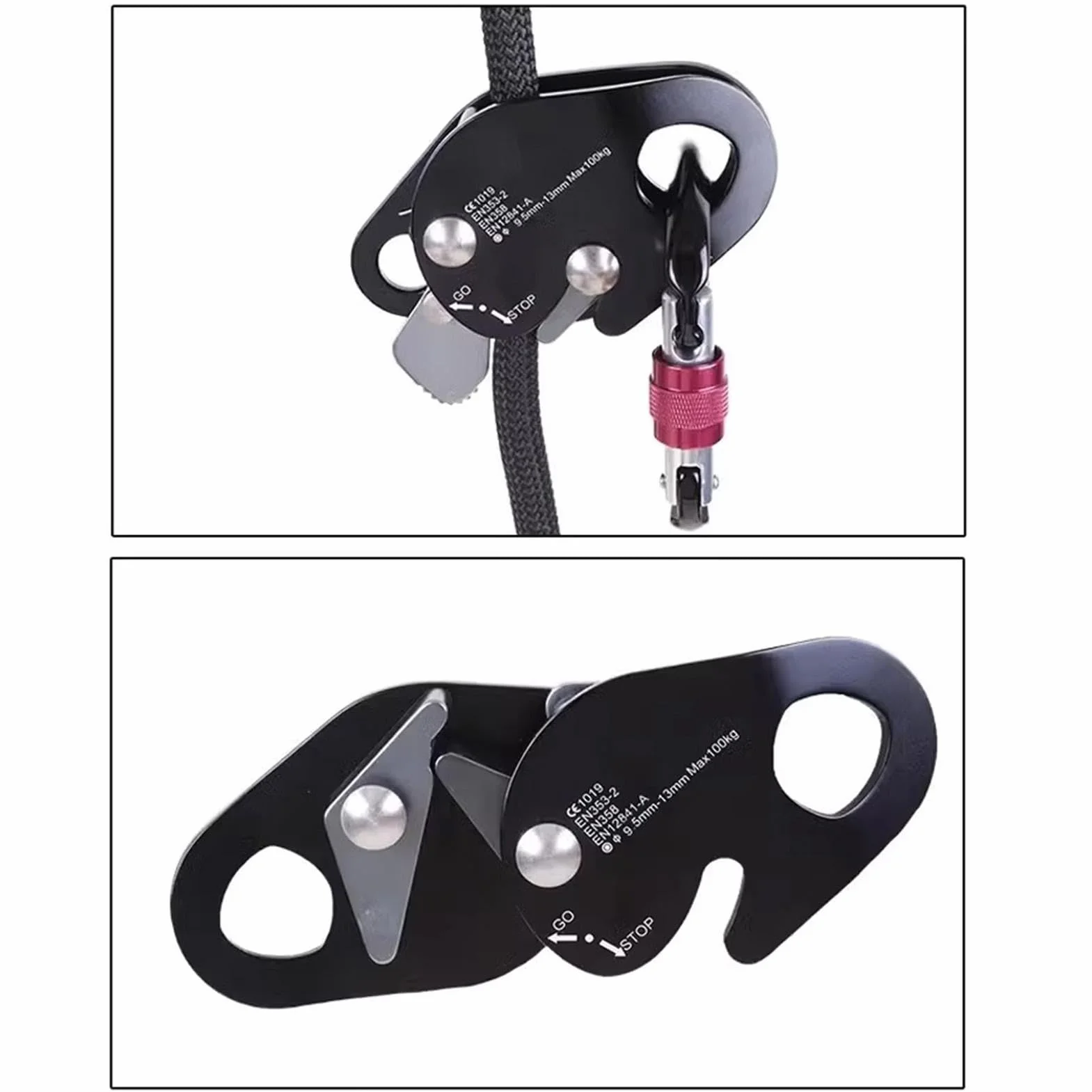 Dispositivo Auto Belay Aluminio Forma Ganso Autobloqueo para Escalar Árboles Alpinismo
