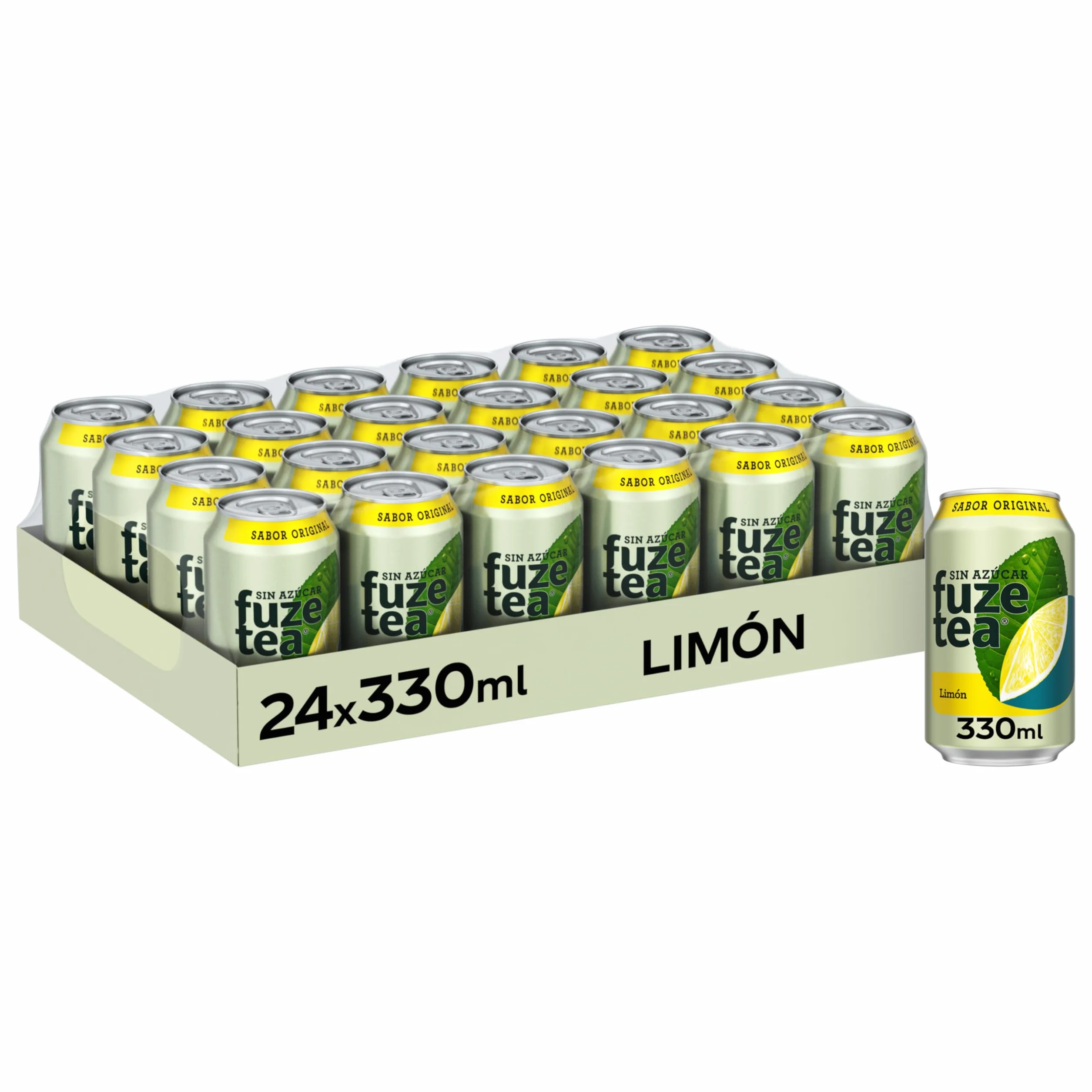 Fuze Tea Original, Sabor Limón Zero Azúcar, Latas de 330 ml, Pack 24