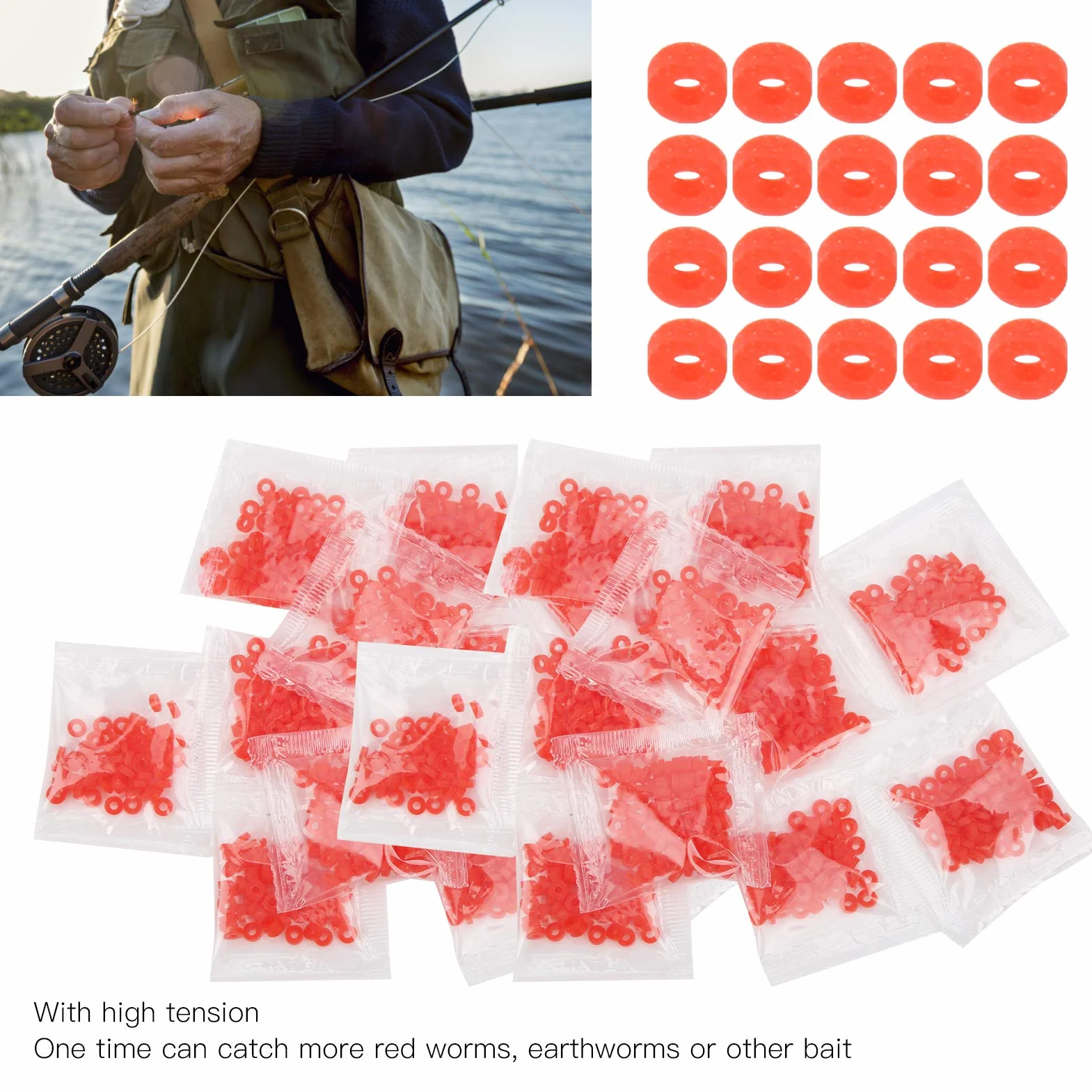 Bandas de Goma Elástico Fuerte para Pesca Gruesa 9000 Piezas Rojo