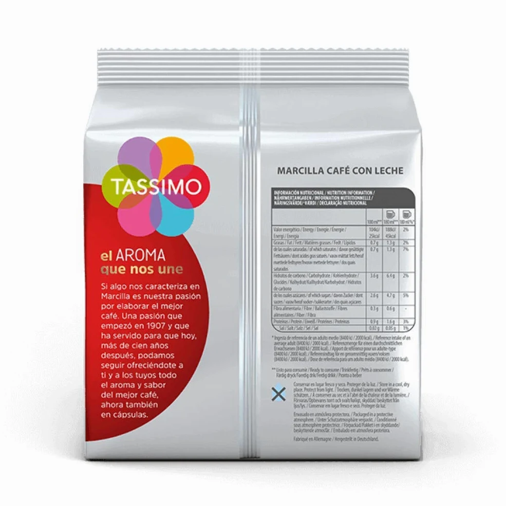 Tassimo Marcilla Cafe Con Leche cápsulas de café | 10 unidades (160 bebidas)