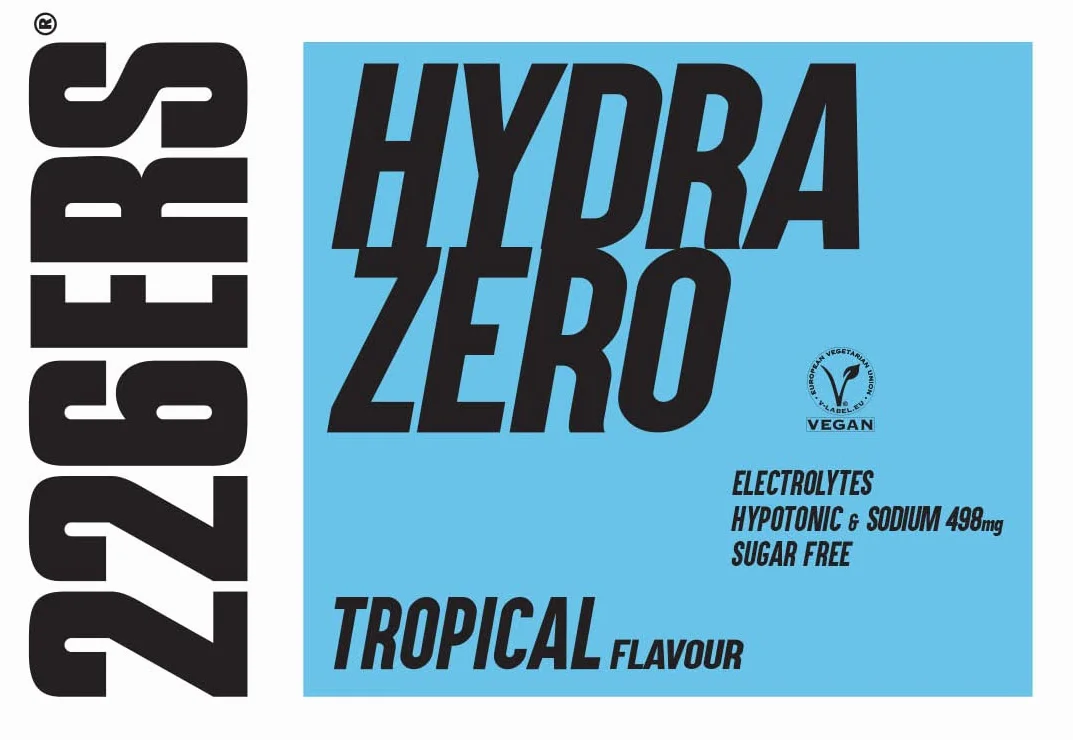 226ERS Hydrazero Bebida Hipotónica Sales Minerales Electrolitos Hidratación Recuperación Energía Vegano sin Gluten Sabor Tropical 225 g