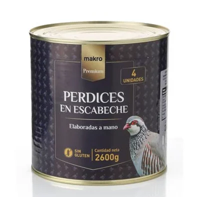 Perdiz en escabeche, 4 piezas 2600gr, makro Chef.