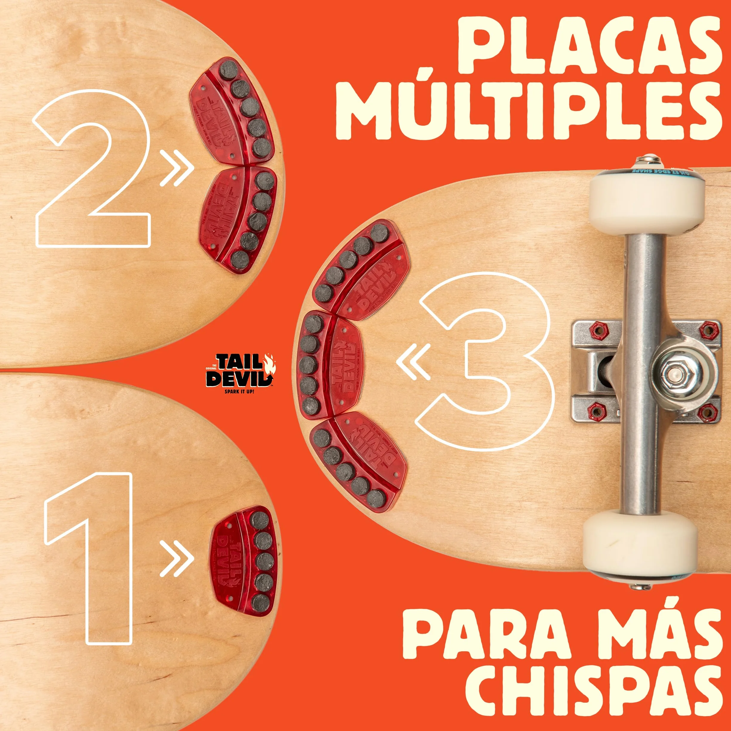 Tail Devil Spark It Up! Placas de Chispa para Skateboard para Niño y Adulto