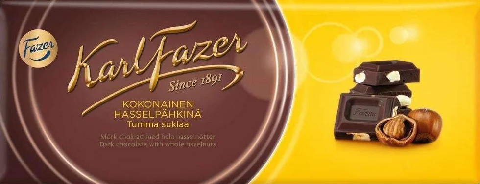 Fazer Karl Fazer Dark Whole Hazelnuts Chocolate 1 bar of 200g