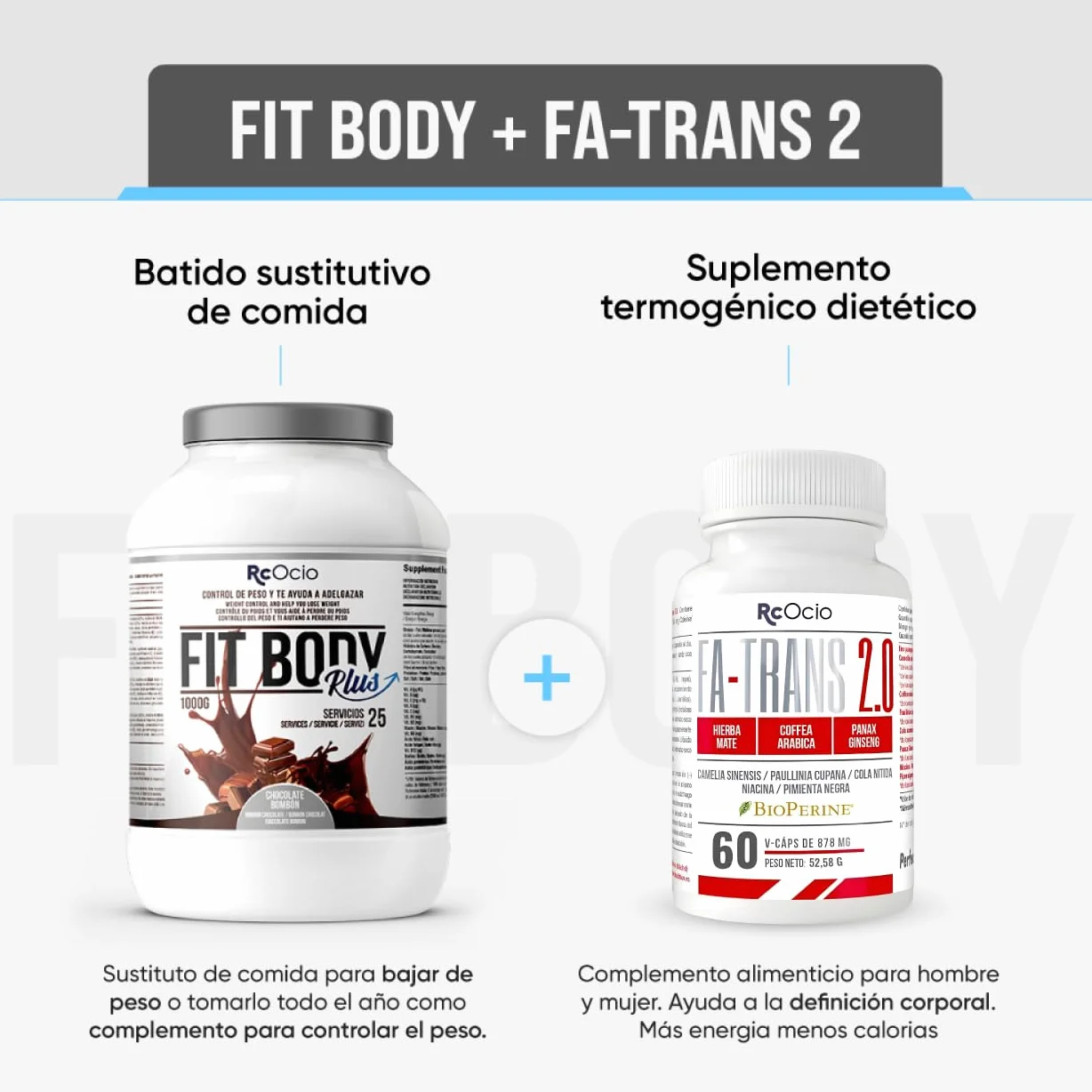 RcOcio Batido Sustitutivo de Comida - Termogenico - Pack | Sustituto Alimenticio Dietetico alto en Proteinas | Ayuda para perder Peso | Chocolate - Vainilla - Fresa | Saciante para hombre y mujer…