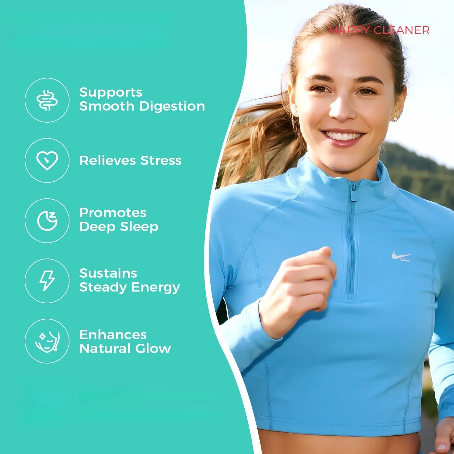 Happy Cleaner Digestive Powder: una bebida suave diaria que ayuda a la digestión y mantiene la salud intestinal. Sabor natural a frutos rojos sin azúcar. Embalaje de bolsitas independientes y portátil