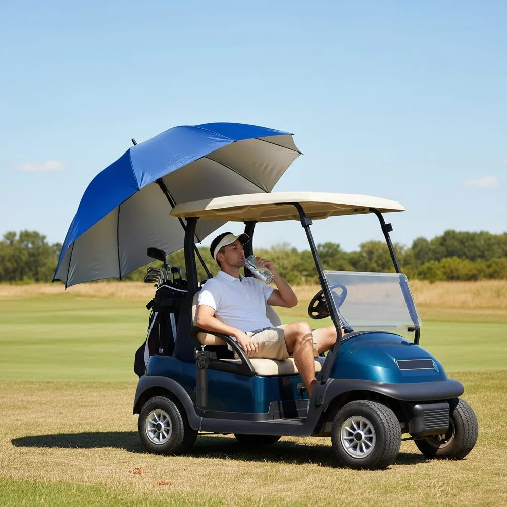 Soporte para Paraguas de Golf Ajustable Negro Resistente Portátil Carrito