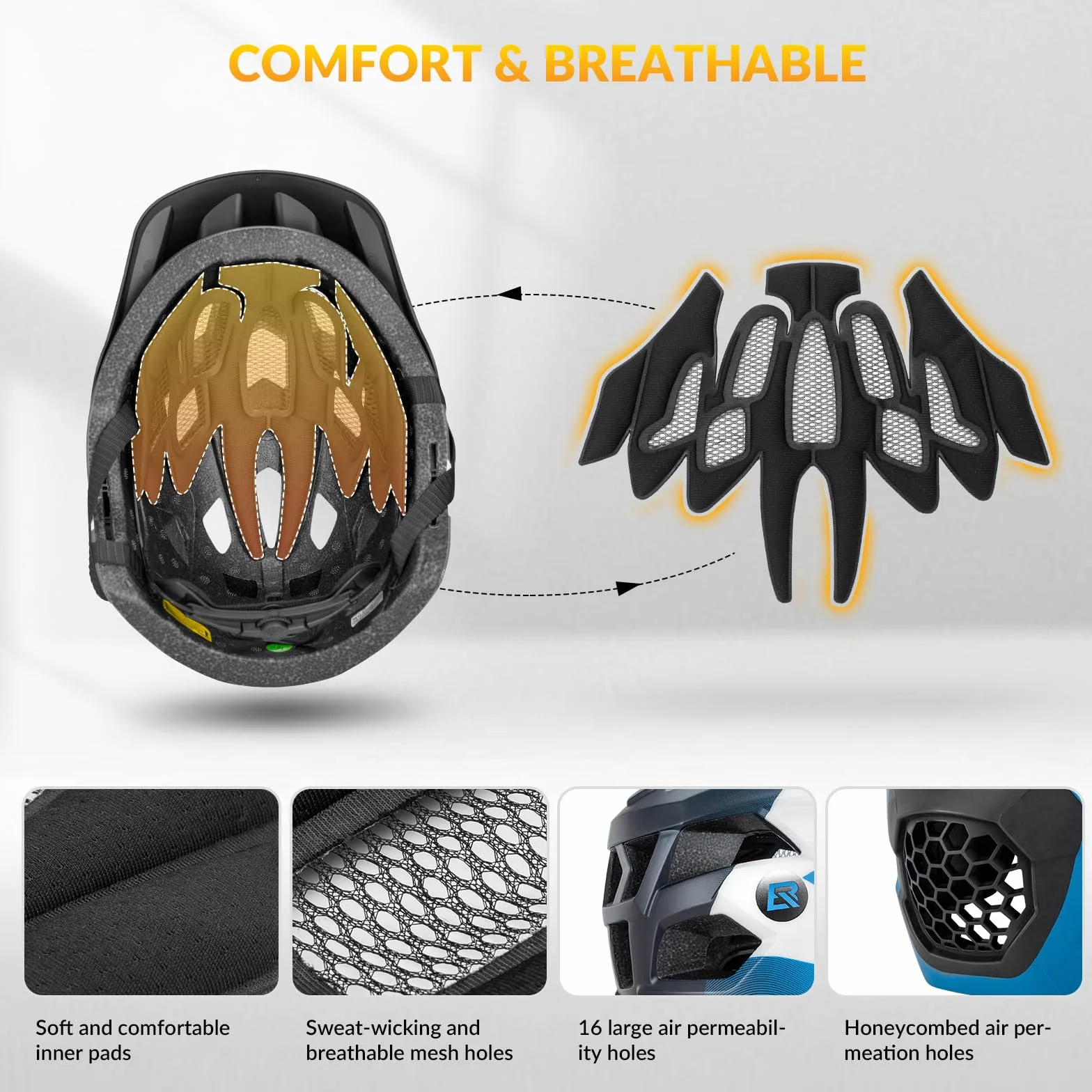 ROCKBROS Casco Integral Niños Mentonera Desmontable Ajustable Protección Cabeza MTB BMX Ciclismo