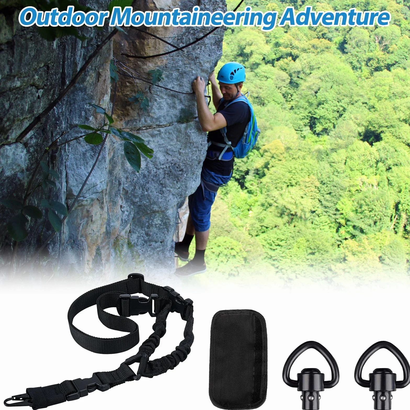 Correa Táctica 1 Punto Sling Ajustable Rifle Nylon con Gancho Metal y 2 QD Swivel para Airsoft Caza