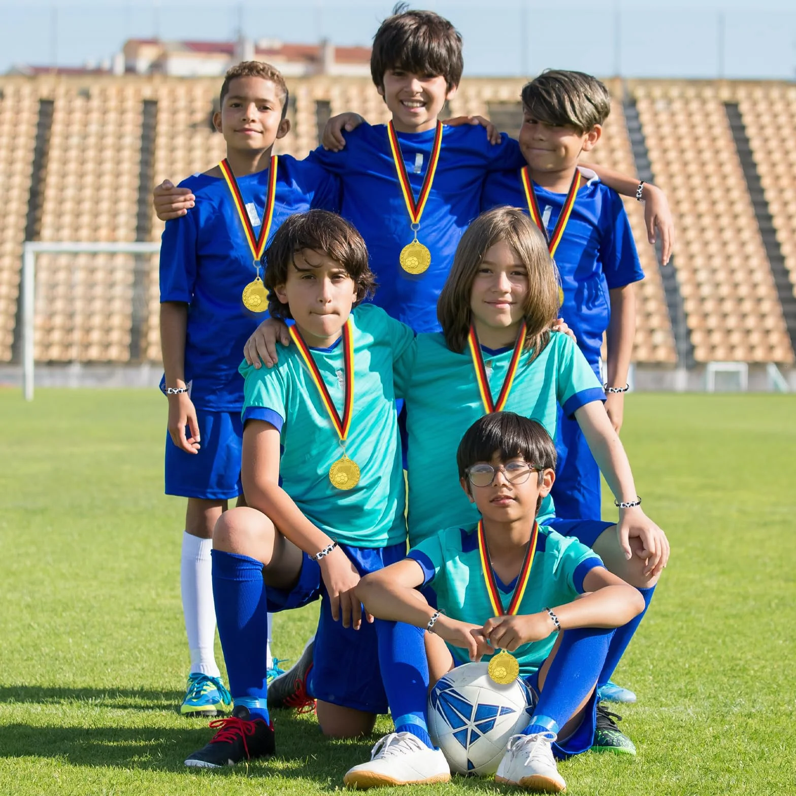Medallas de Fútbol 12 piezas Pulseras de Fútbol Regalos de Fiesta para Niños Niñas