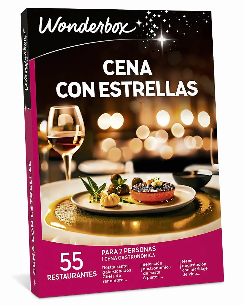 WONDERBOX - Caja Regalo - Cena con Estrellas - 1 Cena gastronómica para 2 Personas a Elegir Entre 55 restaurantes - Ideas Regalo Hombre Mujer Pareja Original