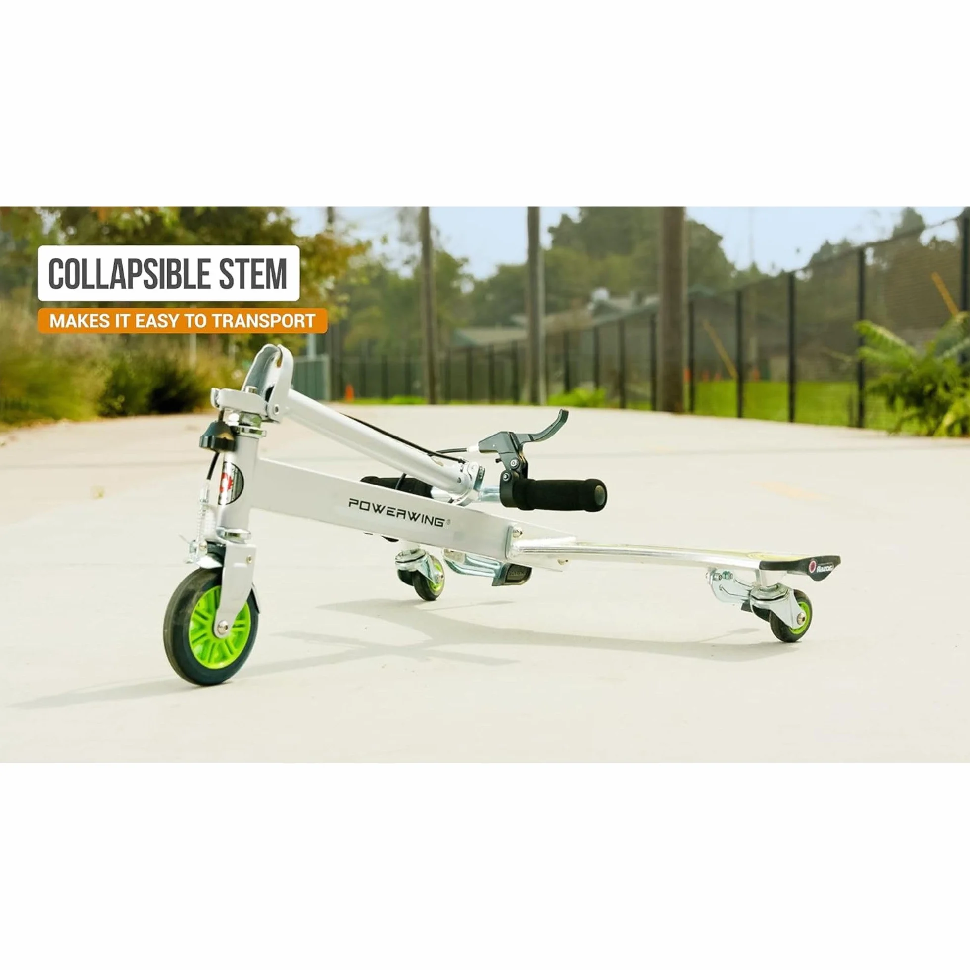 Razor PowerWing DLX Patinete de Tres Ruedas para niños, Plata