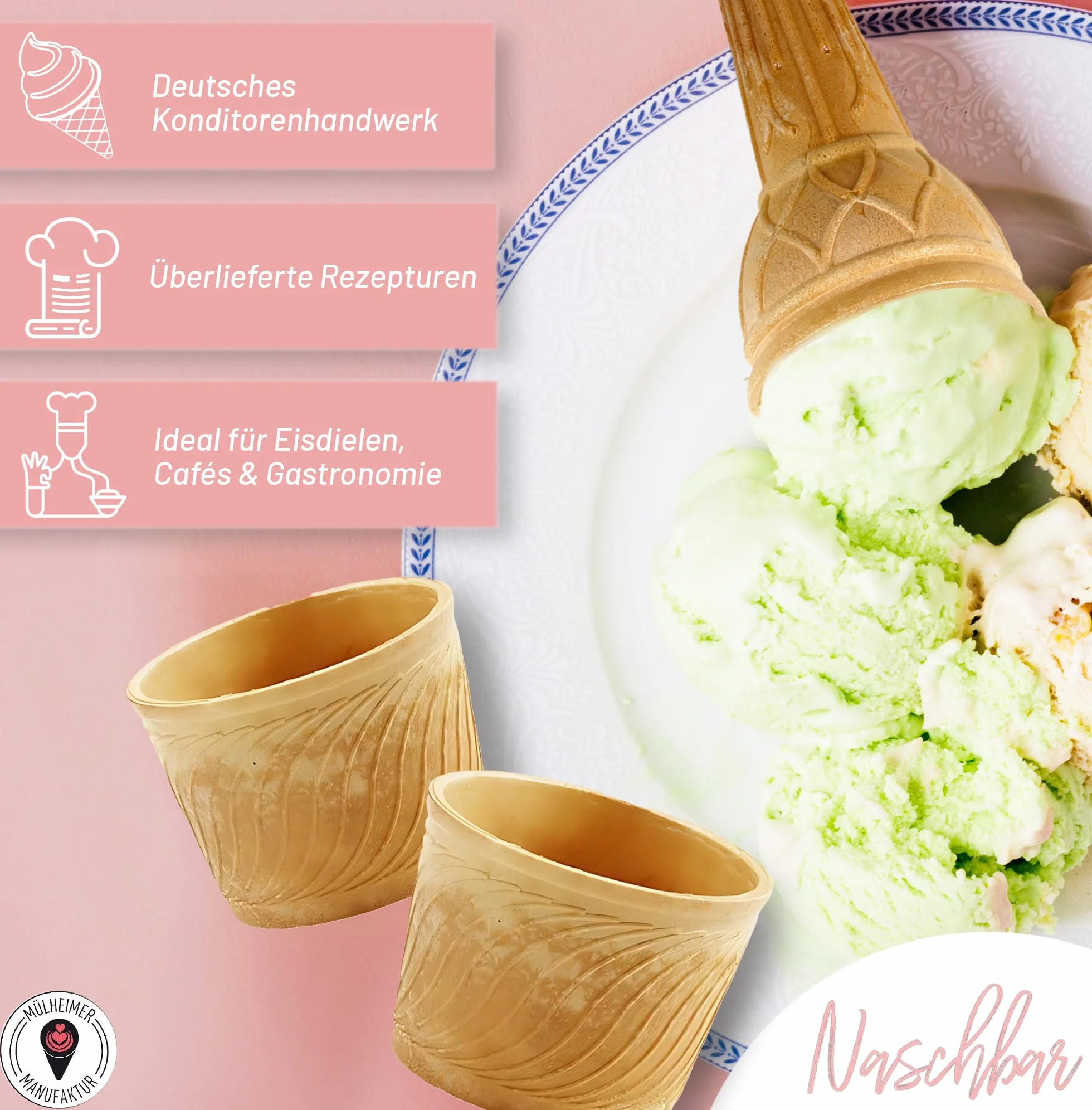 Cono de Helado | 150ml | 62xØ76mm | 10 pieza | Comestible Moldes para Muffin y Cupcake | Cuenchos para salsas y fruttas | Barquillos para helado, Cucuruchos