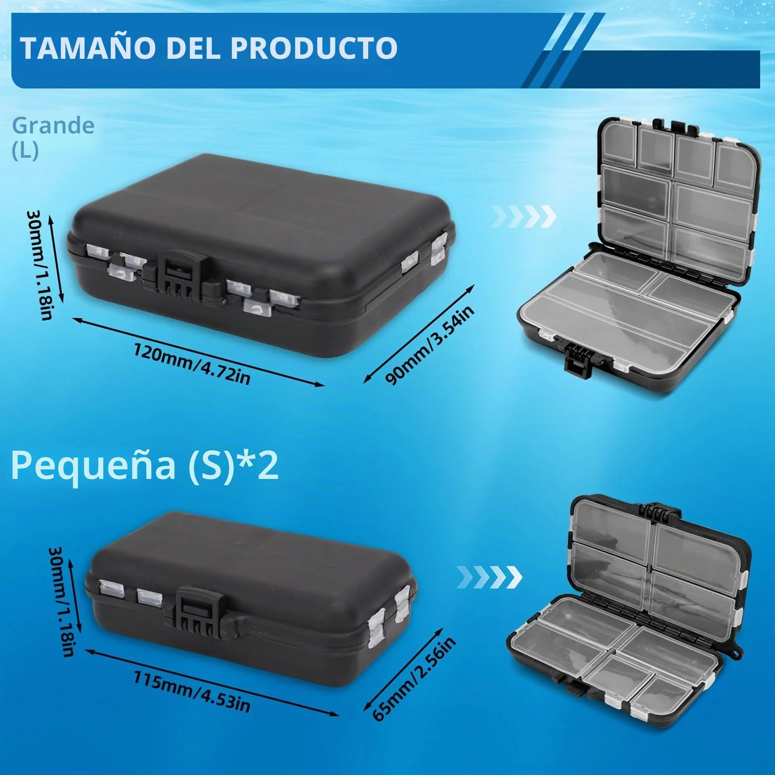 KOUHA Caja de Pesca Doble Capa 3 Piezas para Señuelos y Accesorios