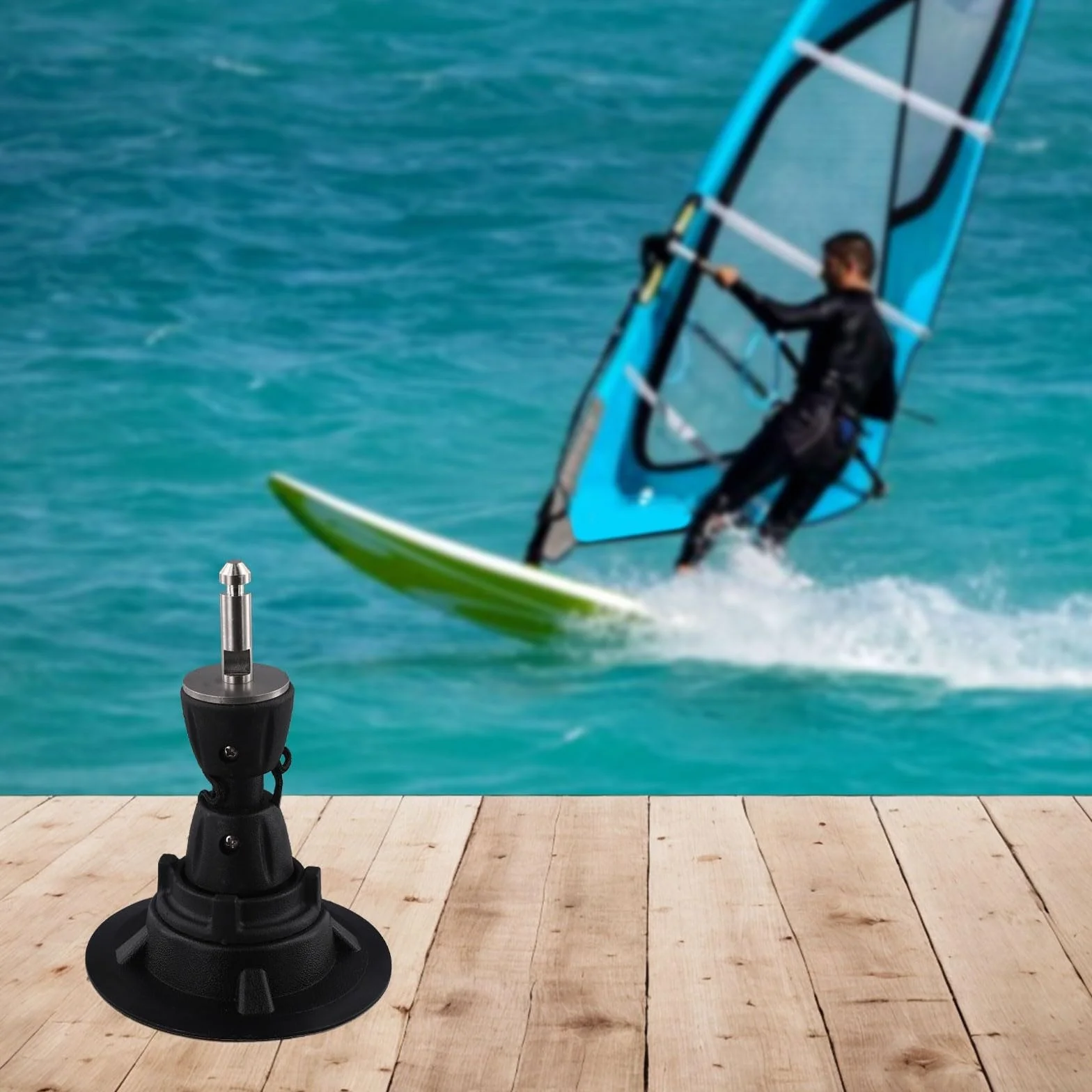 Placa base de mástil de windsurf con junta de tendón de perno, base de vela perfil bajo, PVC giratorio 360°, compatible con tablas estándar
