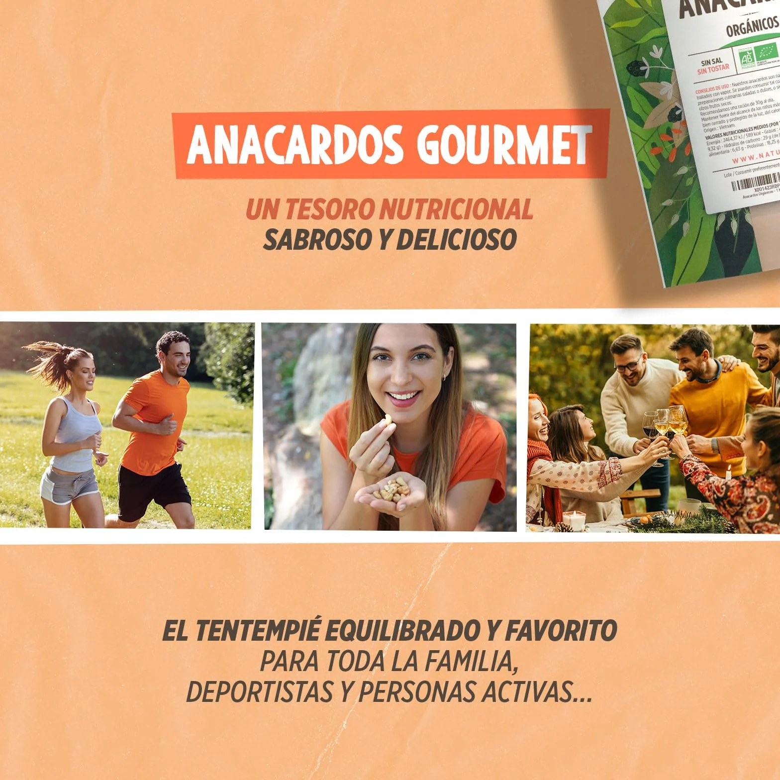 Anacardos Bio 1kg 100% Natural Sin Sal Sin Tostar